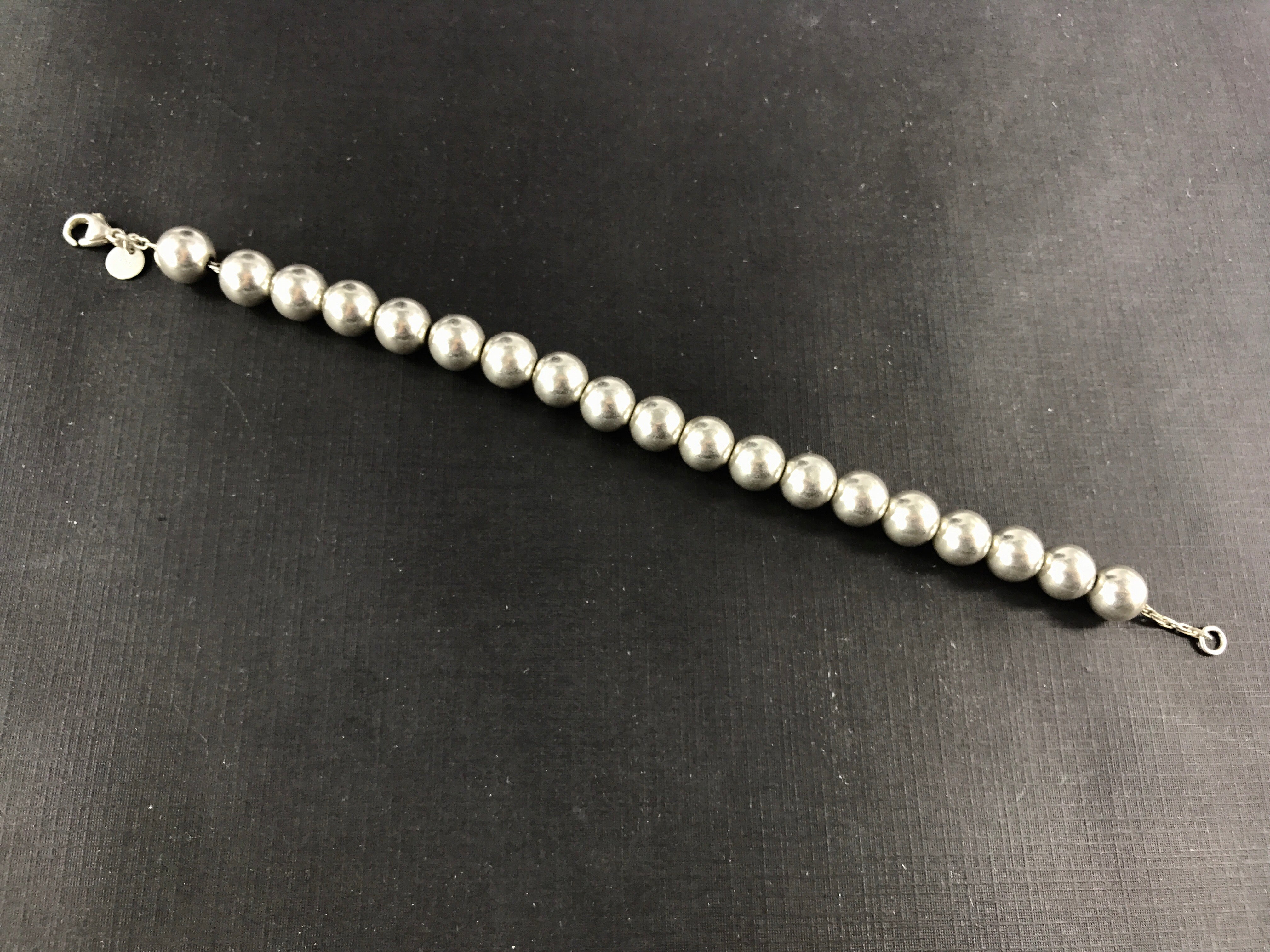 Tiffany & Co Sterling Silver 10mm Ball Bead Bracelet 8.5" - Queen May