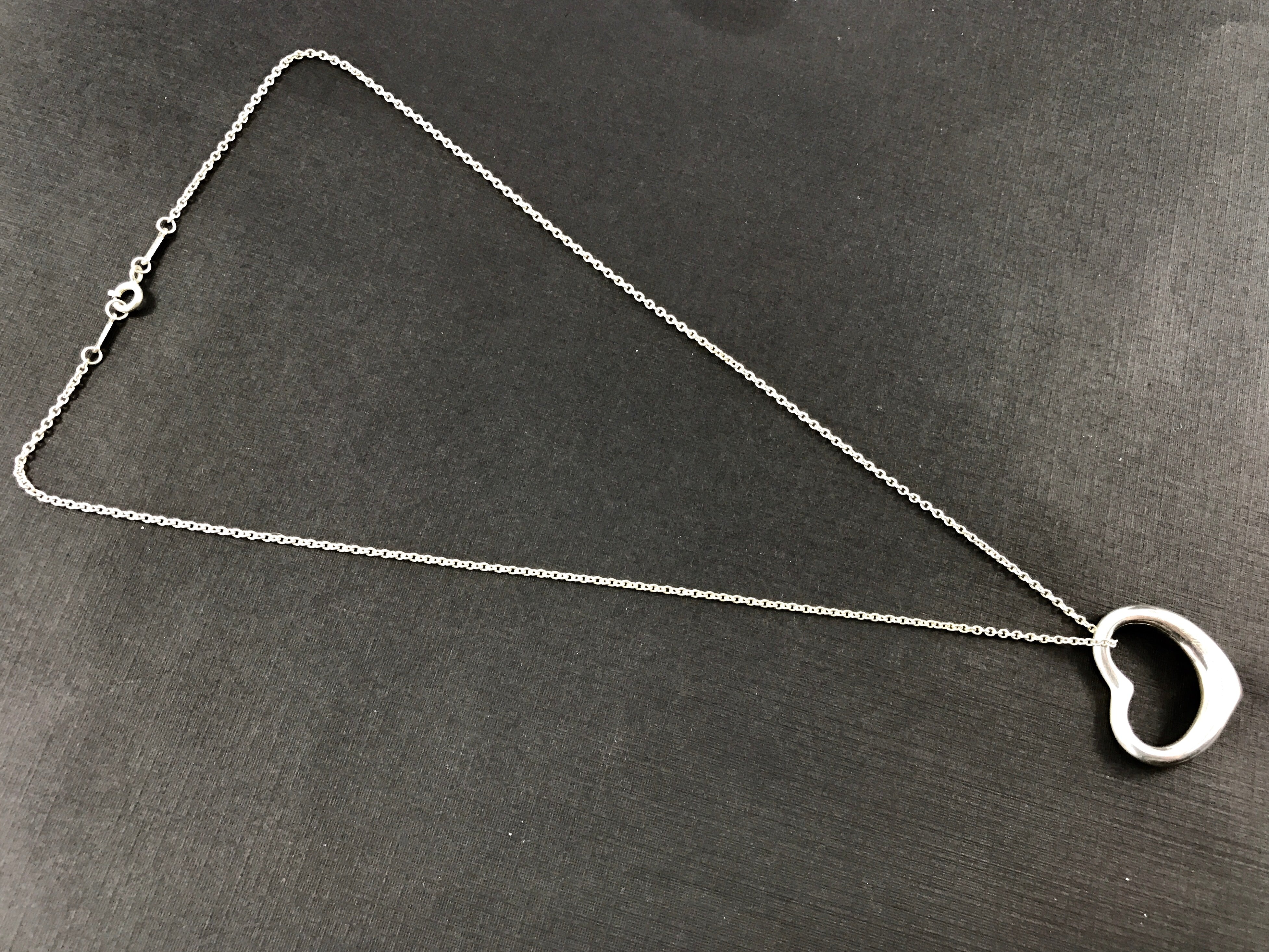 Tiffany & Co Elsa Peretti Sterling Silver Open Heart 27mm Necklace 18" - Queen May