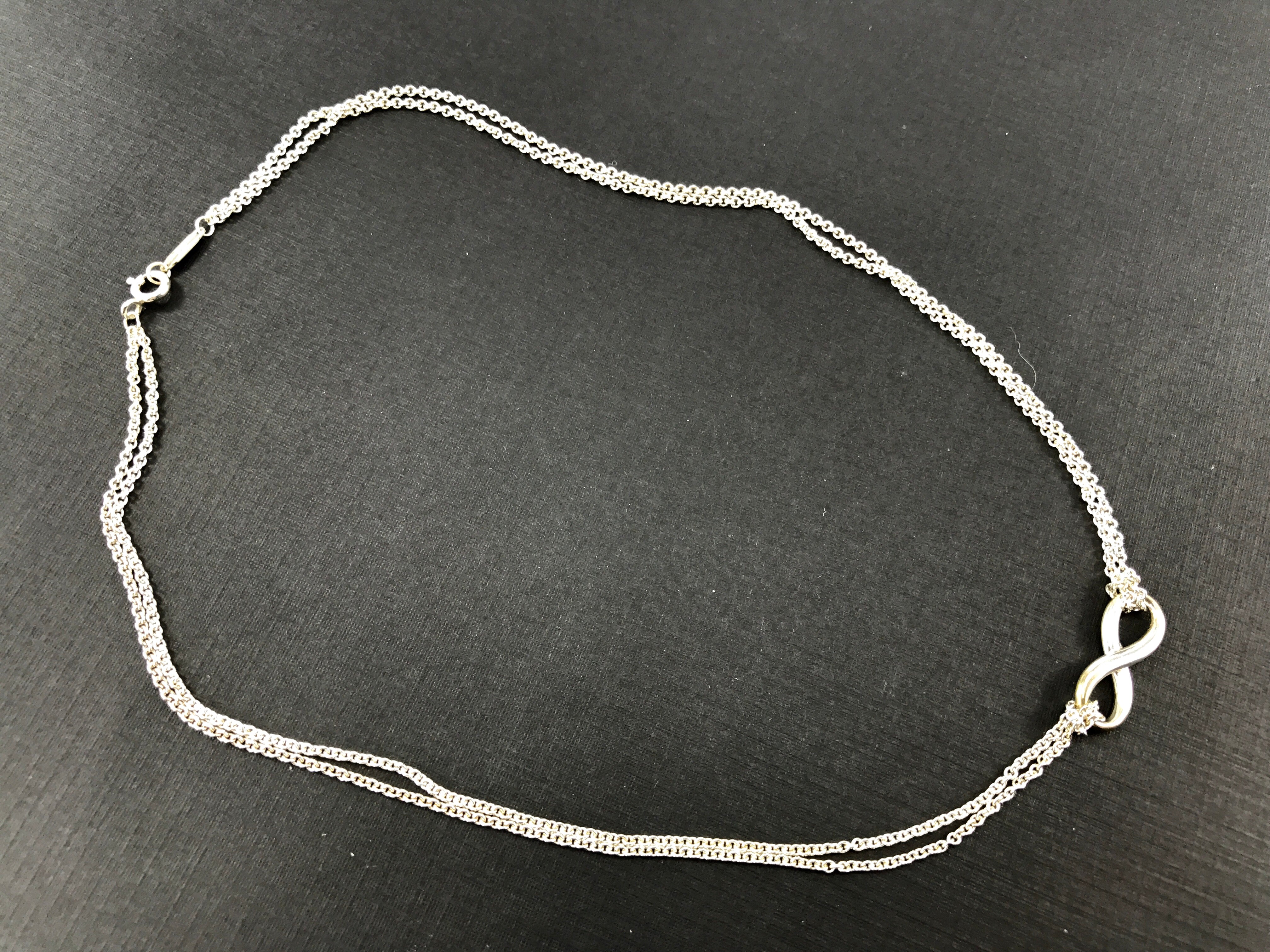 Tiffany & Co Sterling Silver Infinity Pendant Double Chain Necklace - Queen May