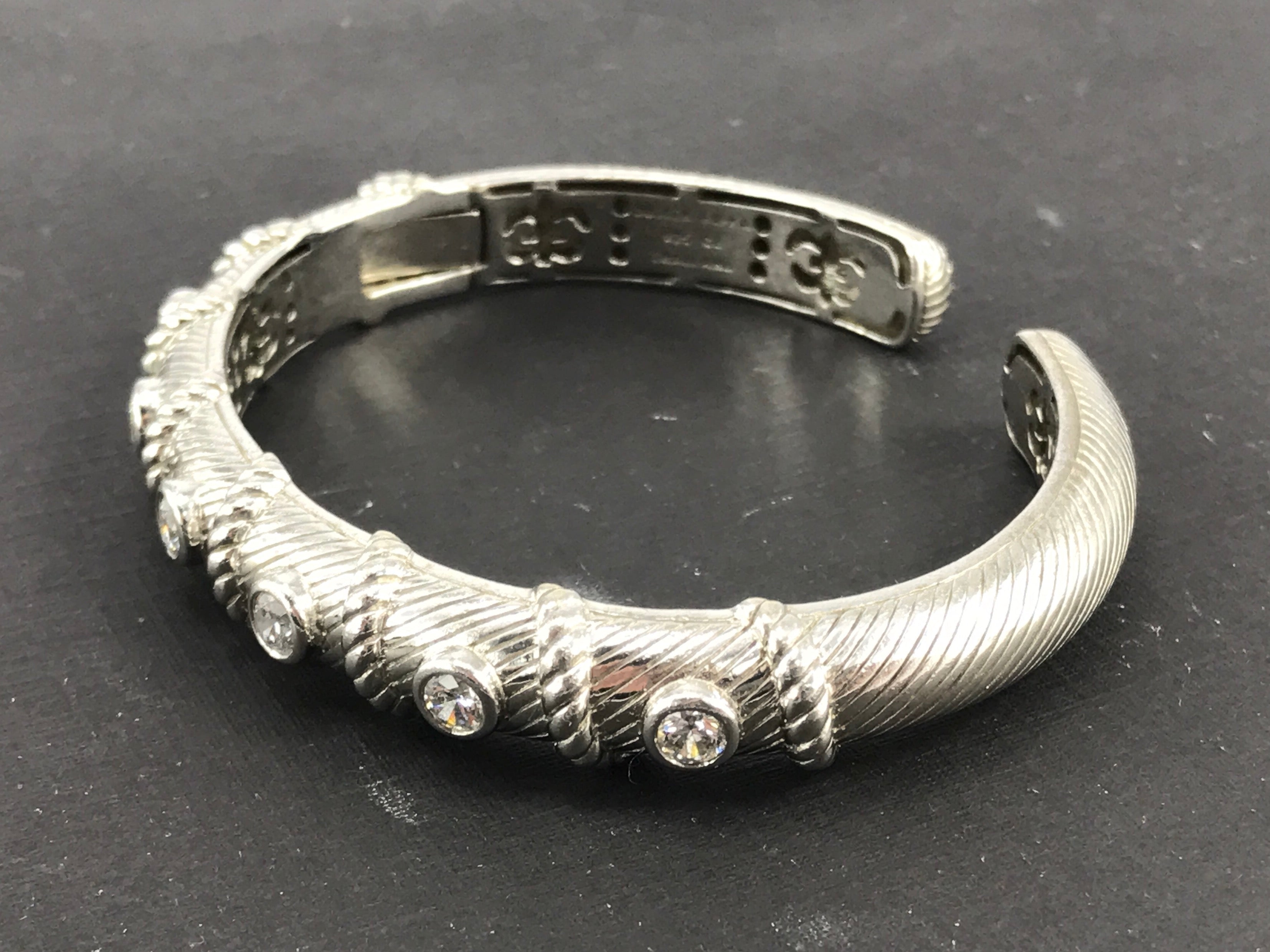 Judith Ripka 7 Station Bezel Set CZ Diamonique Cuff Bracelet - Queen May