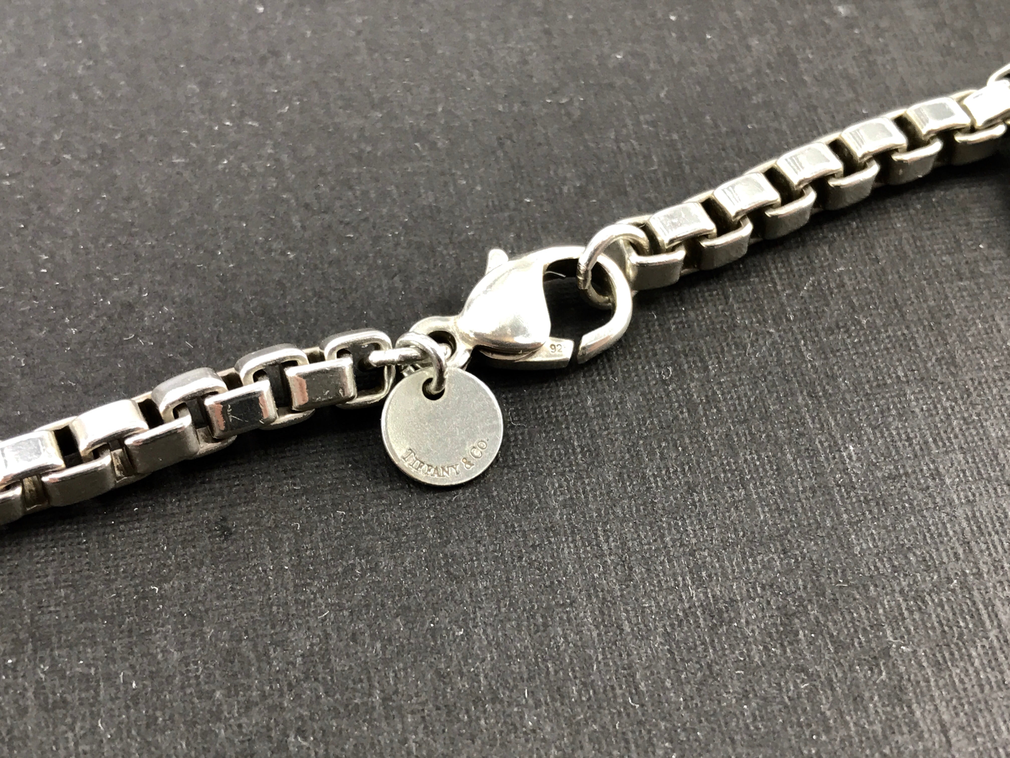 Tiffany & Co Sterling Silver Venetian Box Link Chain Necklace 18" - Queen May