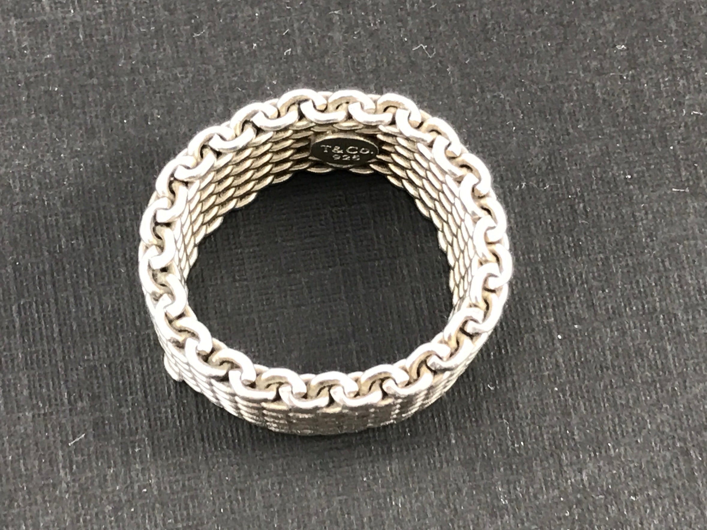 Tiffany & Co Somerset Sterling Silver Mesh Ring Band Size 9 - Queen May