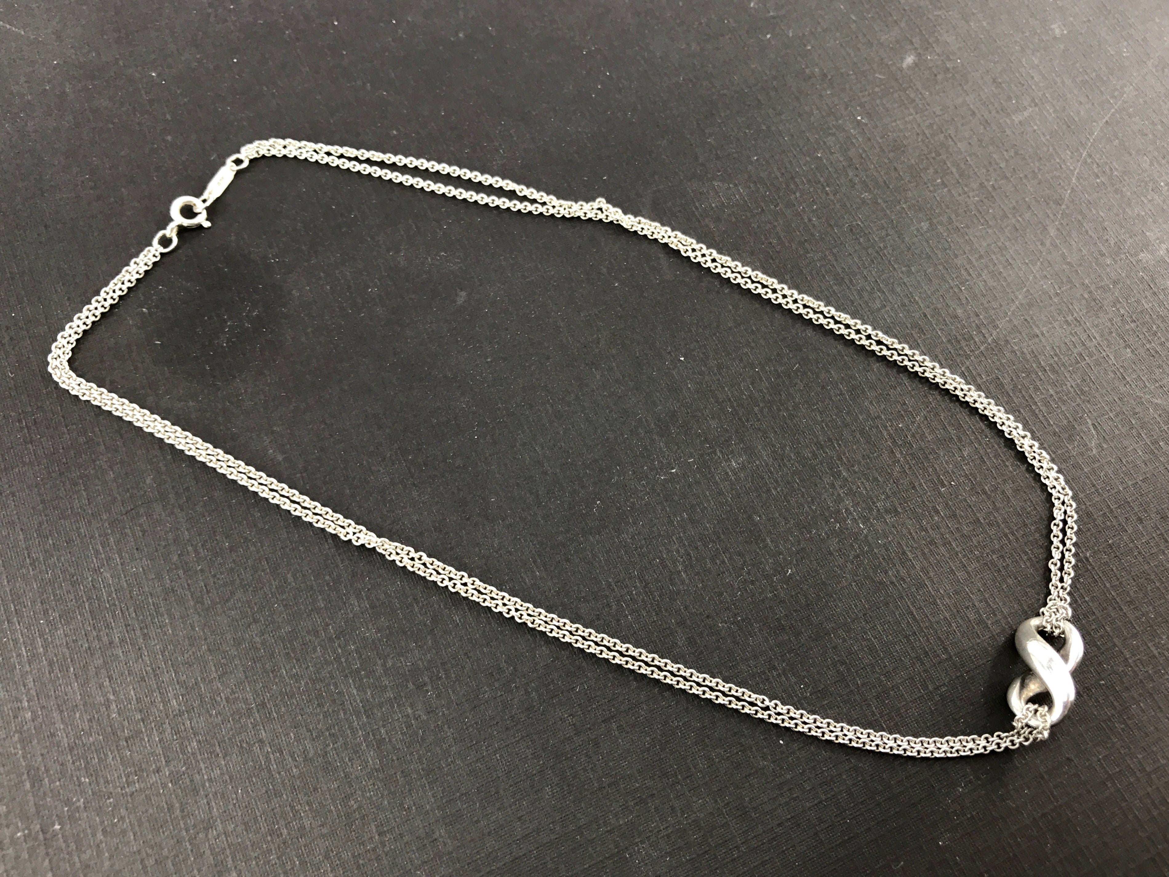 Tiffany & Co Sterling Silver Double Chain Infinity Necklace - Queen May