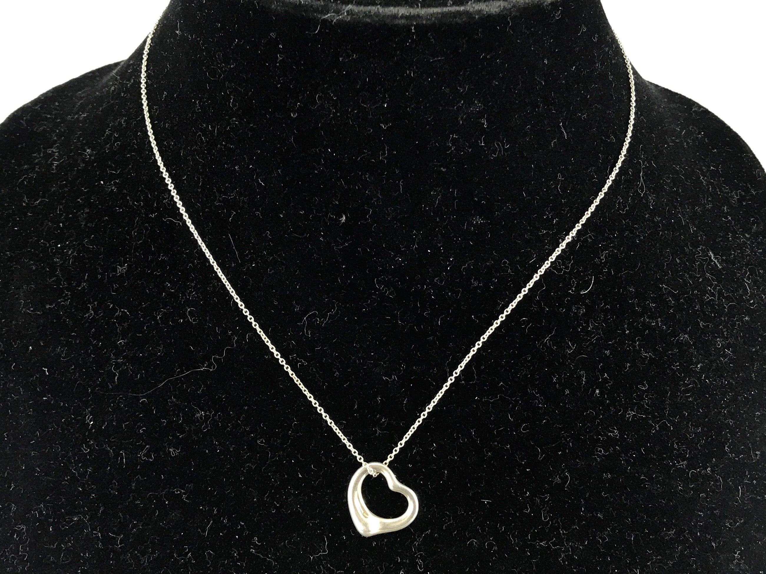 Tiffany & Co Elsa Peretti Sterling Silver Open Heart 15mm Necklace 17" - Queen May