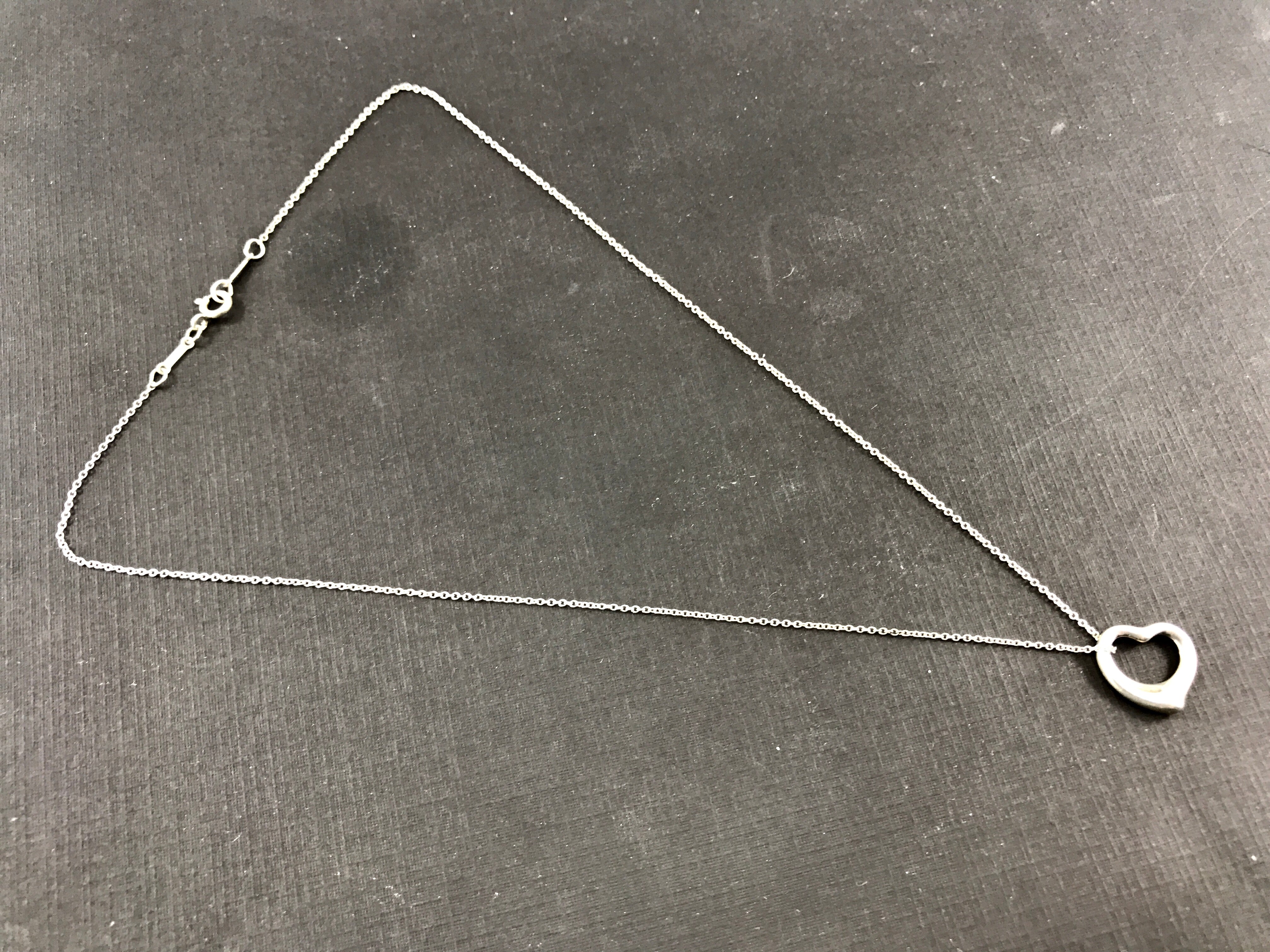 Tiffany & Co Elsa Peretti Sterling Silver Open Heart 15mm Necklace 17" - Queen May