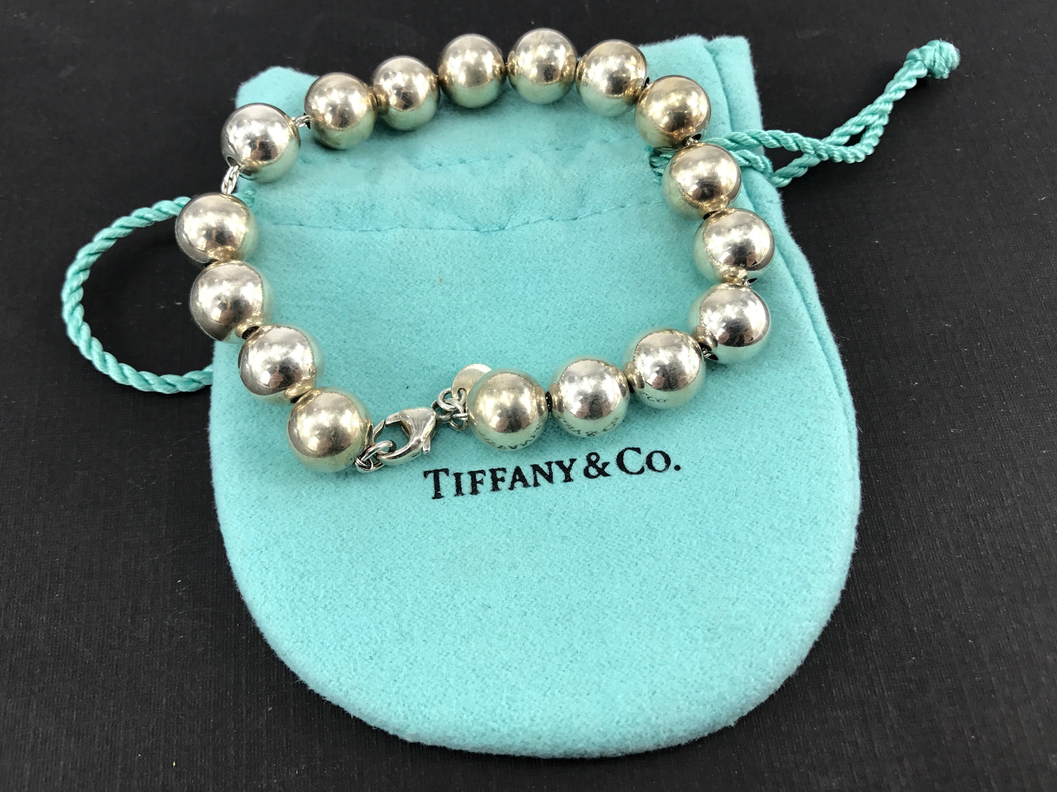 Tiffany & Co Sterling Silver Beaded 10mm Ball Bracelet - Queen May