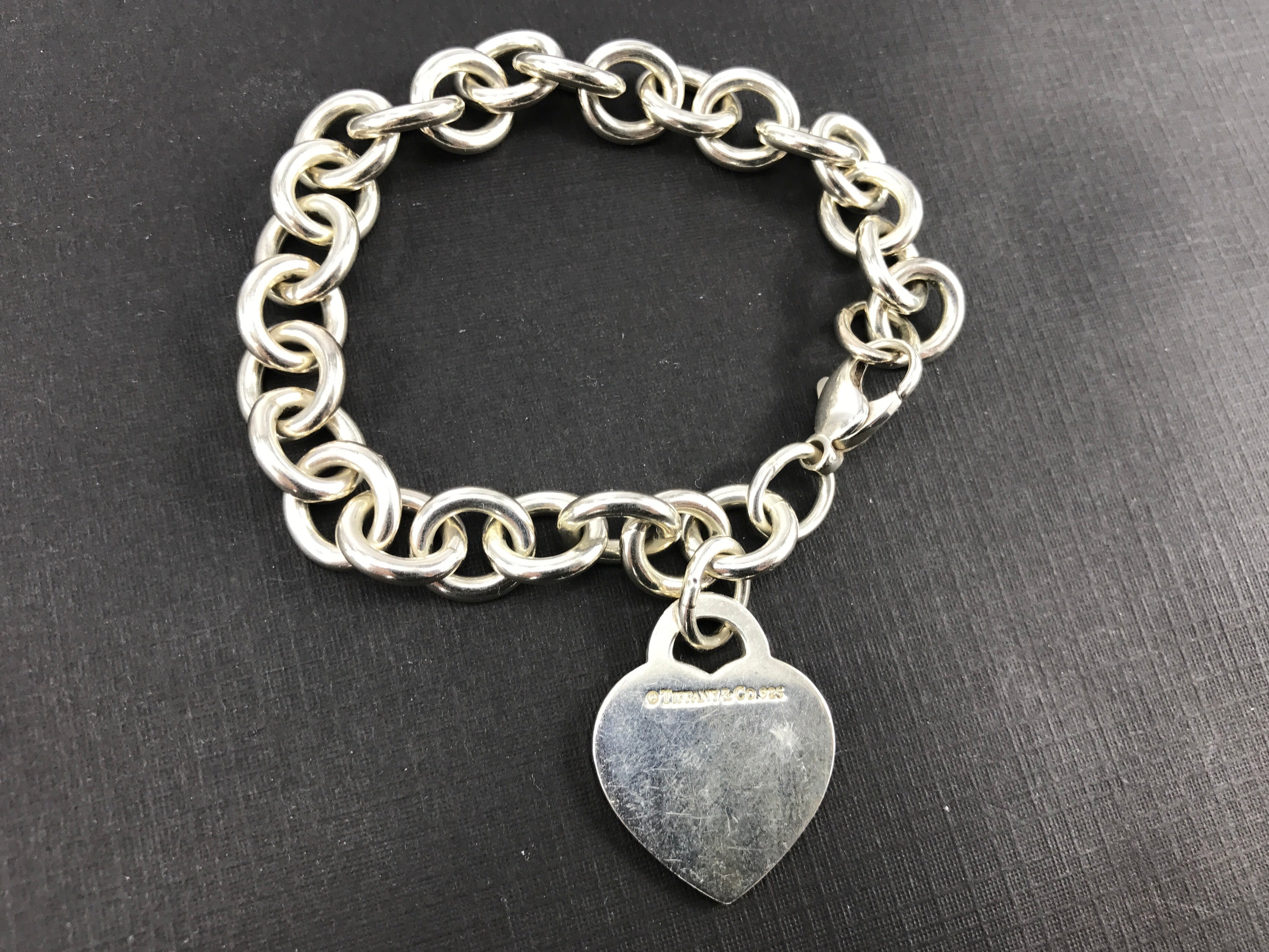 Tiffany & Co Sterling Silver Return to Tiffany Heart Tag Bracelet 7.5" - Queen May
