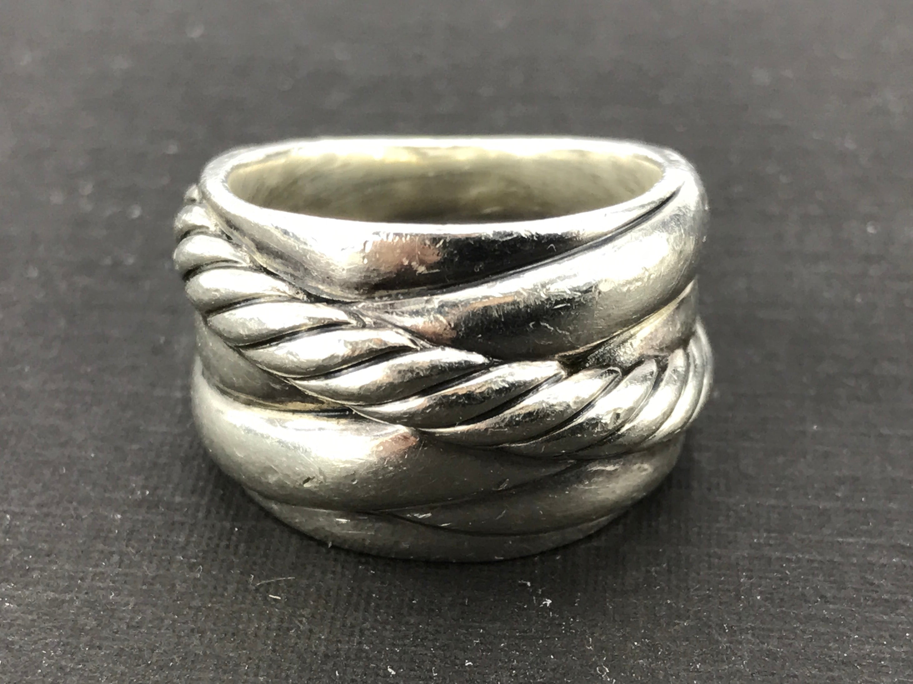 David Yurman Sterling Silver 15mm Crossover Wide Band Ring Size 6.75 - Queen May