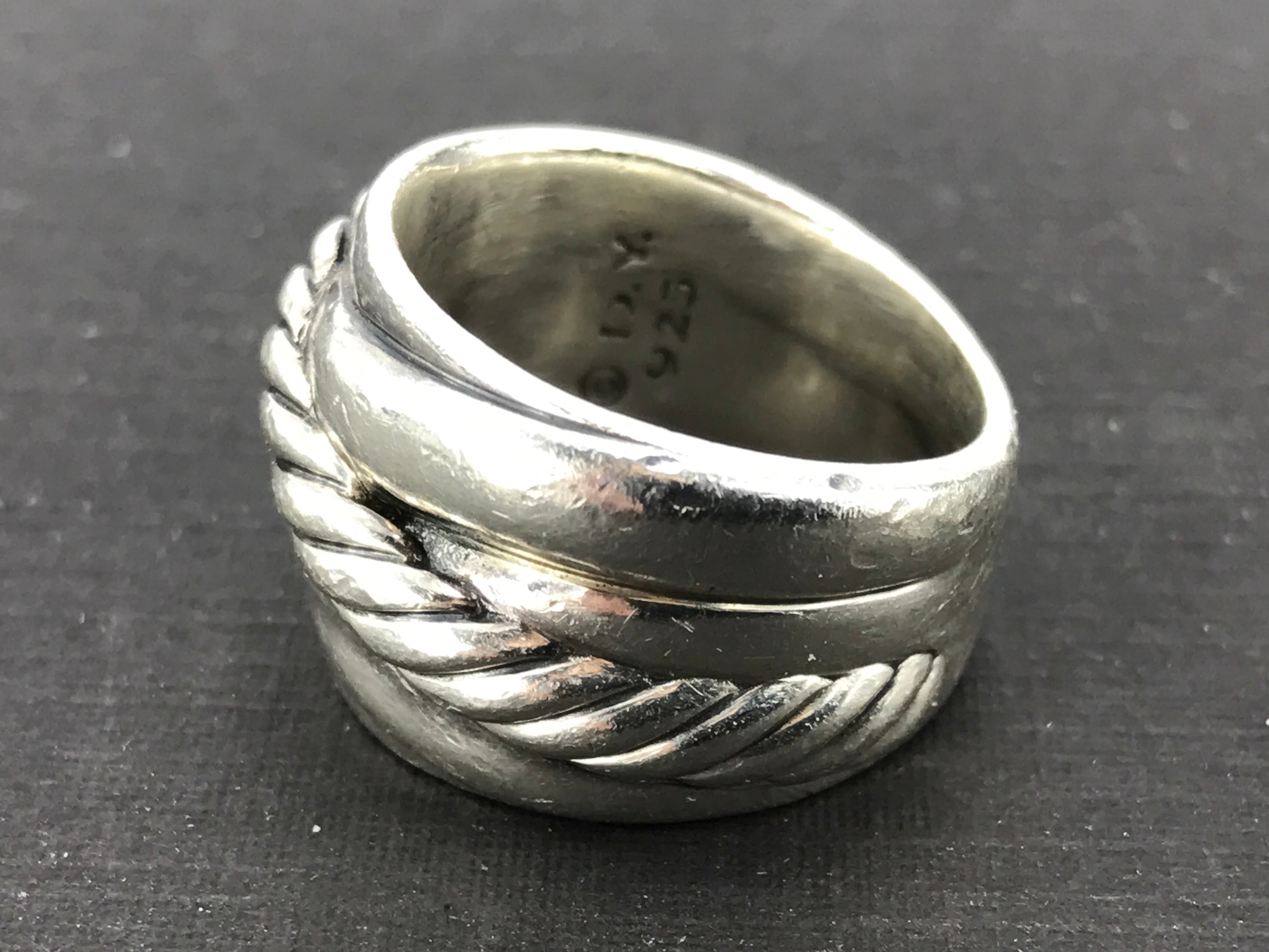 David Yurman Sterling Silver 15mm Crossover Wide Band Ring Size 6.75 - Queen May