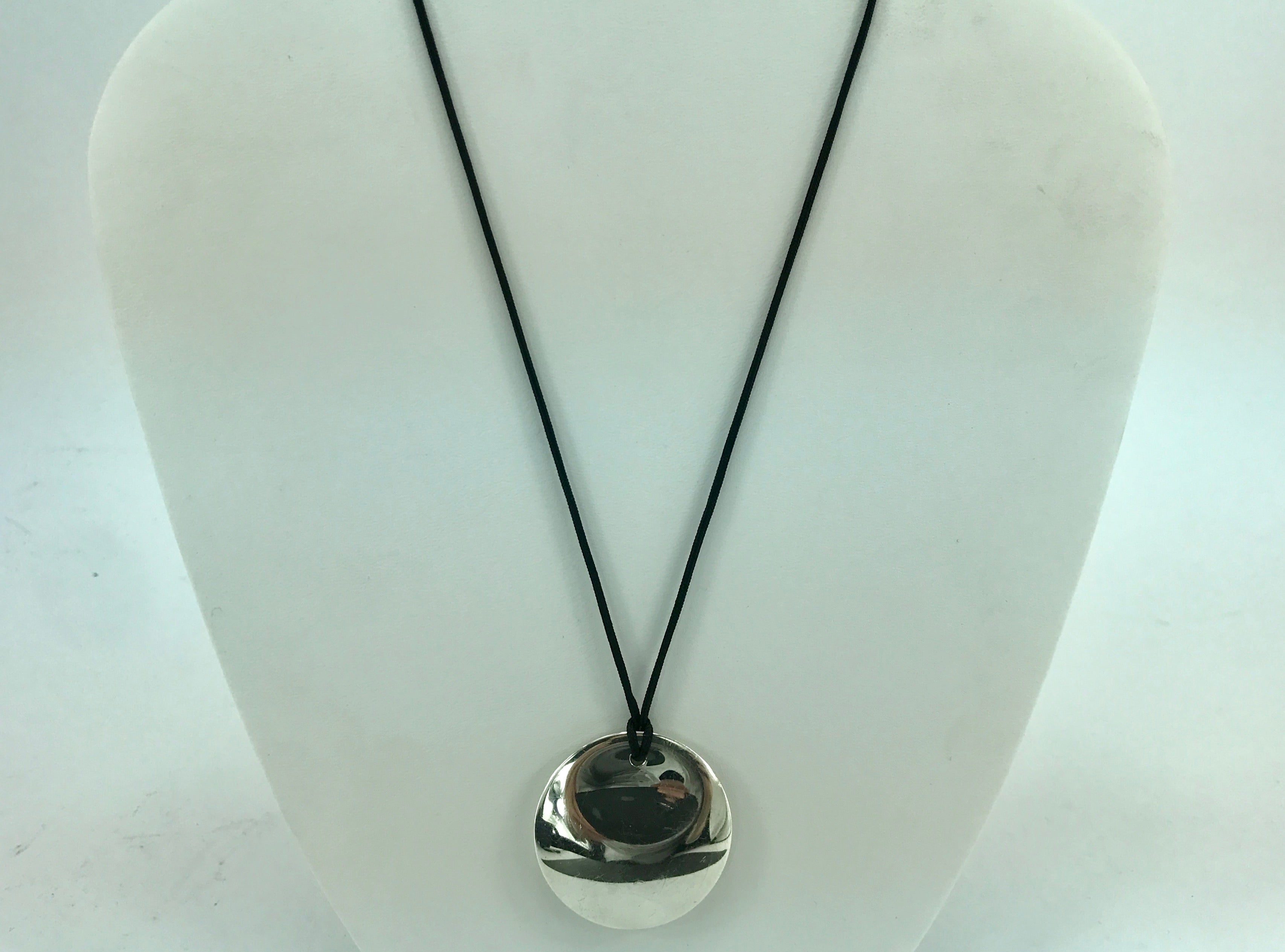Tiffany & Co Sterling Silver Elsa Peretti Round Disk on Cord Necklace - Queen May
