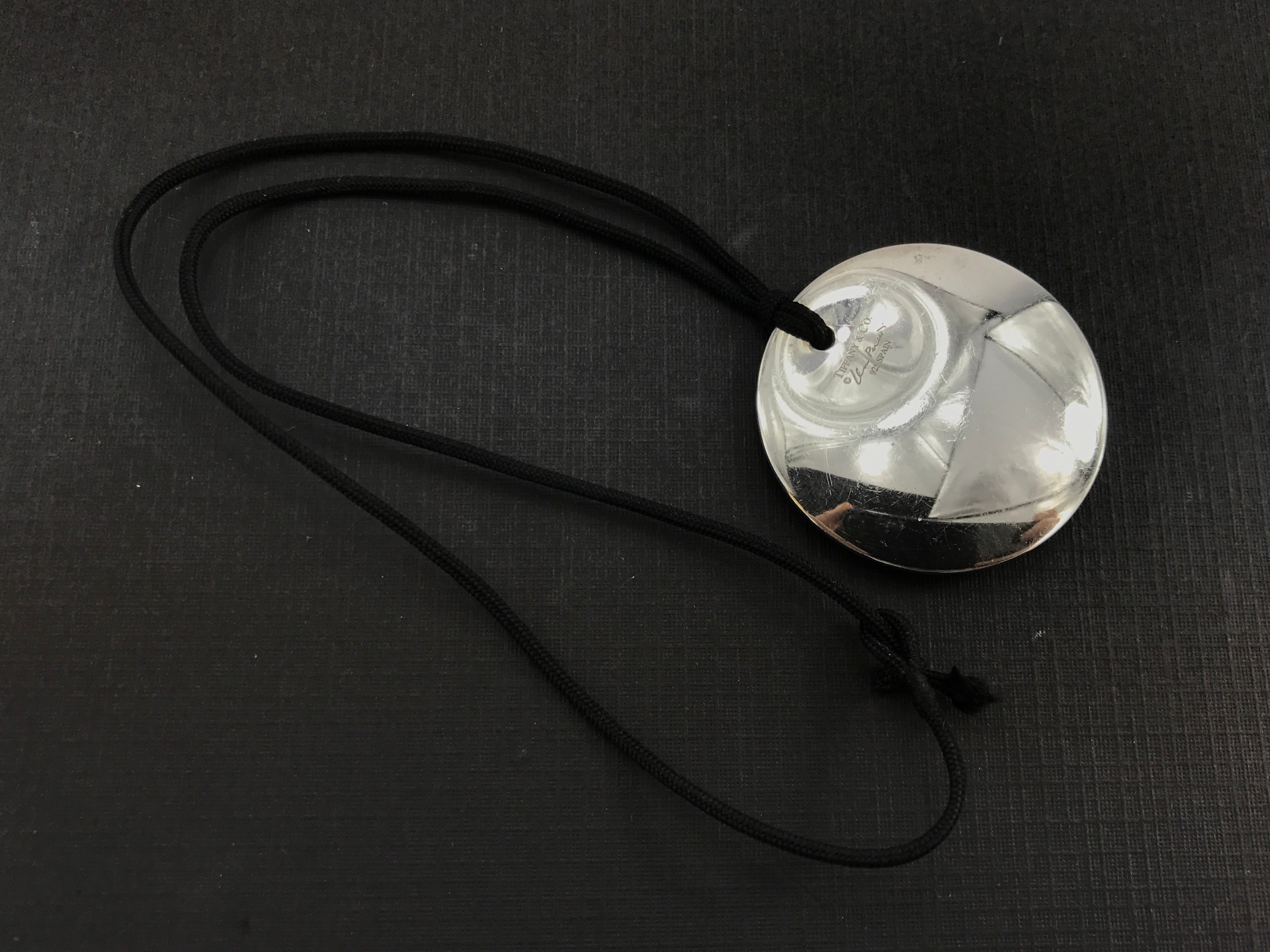 Tiffany & Co Sterling Silver Elsa Peretti Round Disk on Cord Necklace - Queen May