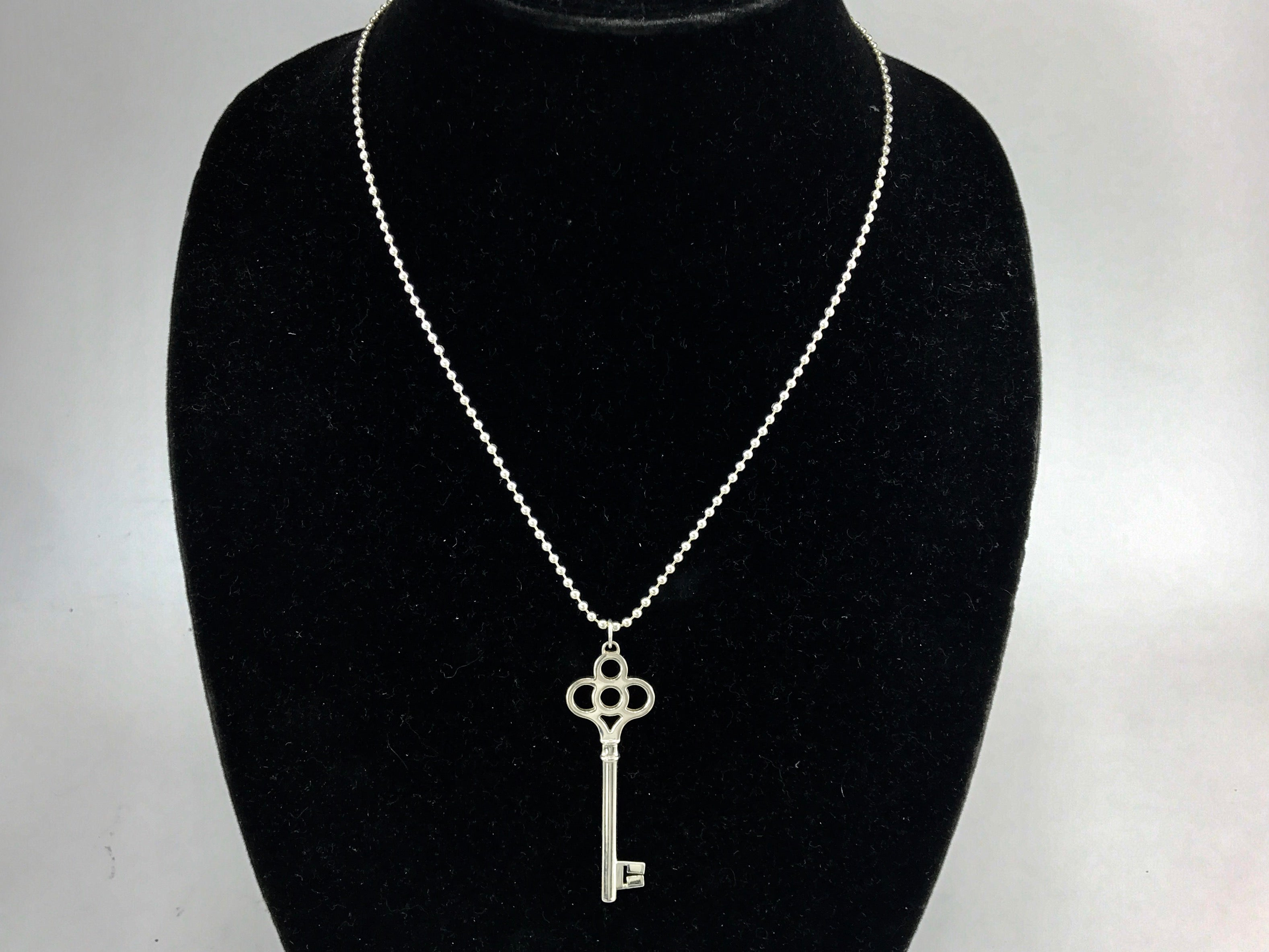 Tiffany & Co Sterling Silver Crown Key Pendant Necklace New in Box & Pouch - Queen May