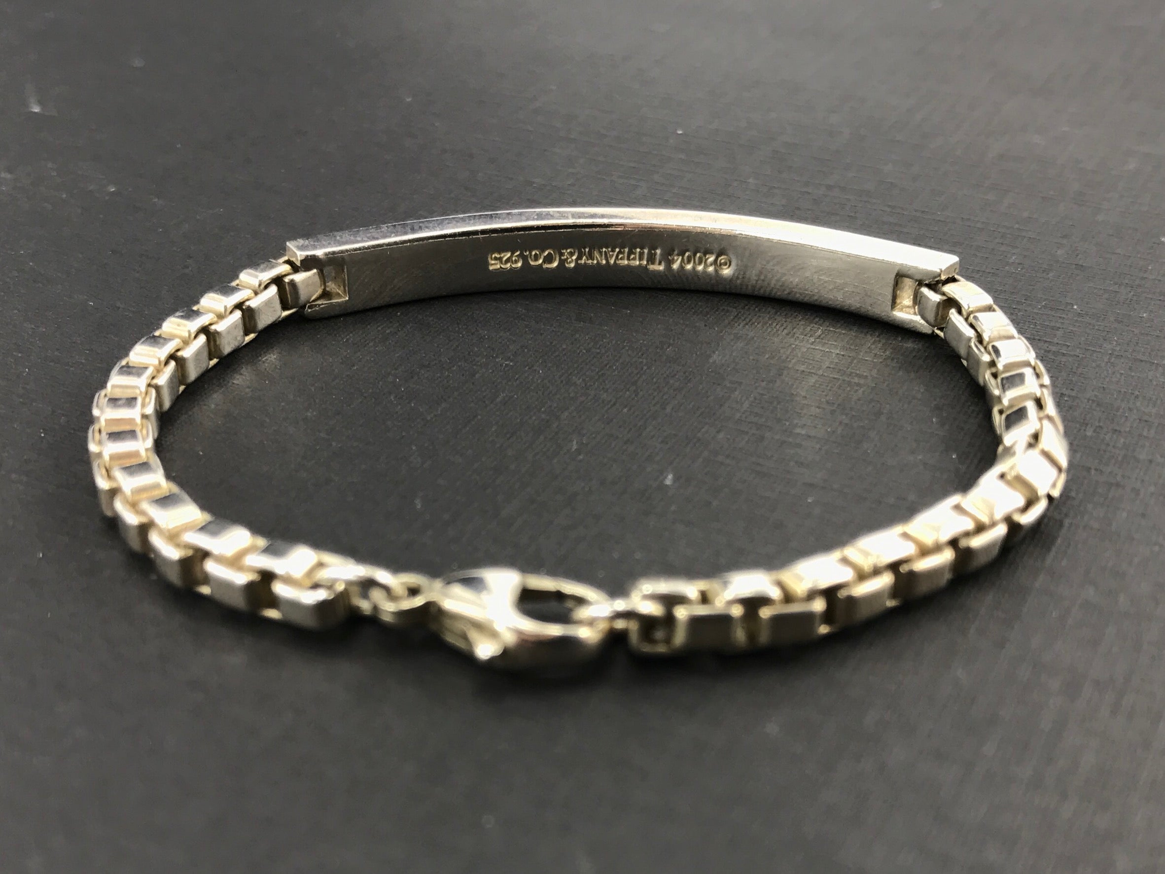 Tiffany & Co Sterling Silver Venetian Link ID Bracelet 6.75" "Edge of Cool" - Queen May