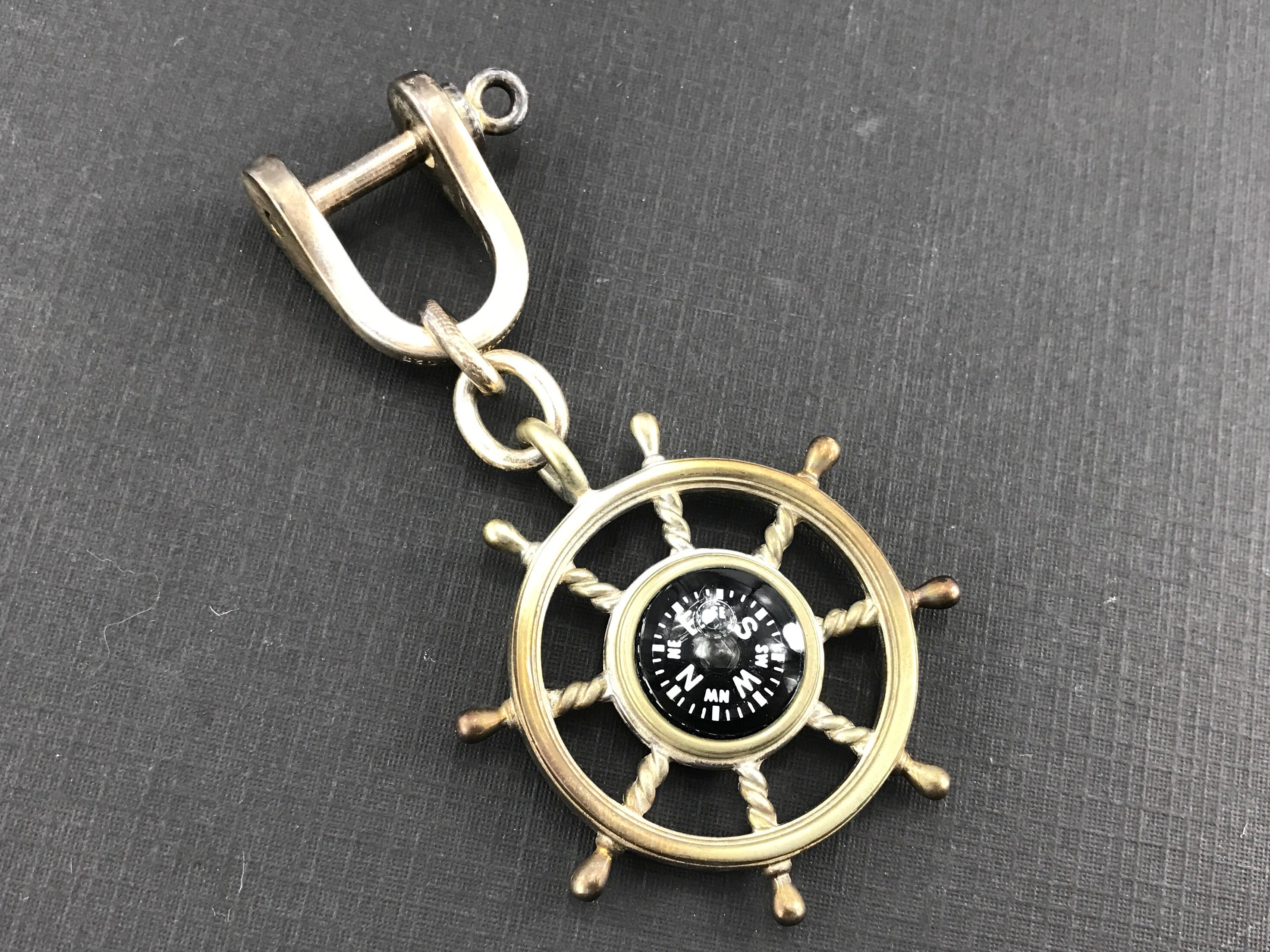 Tiffany & Co Sterling Silver Ships Wheel Nautical Compass Keychain - Queen May