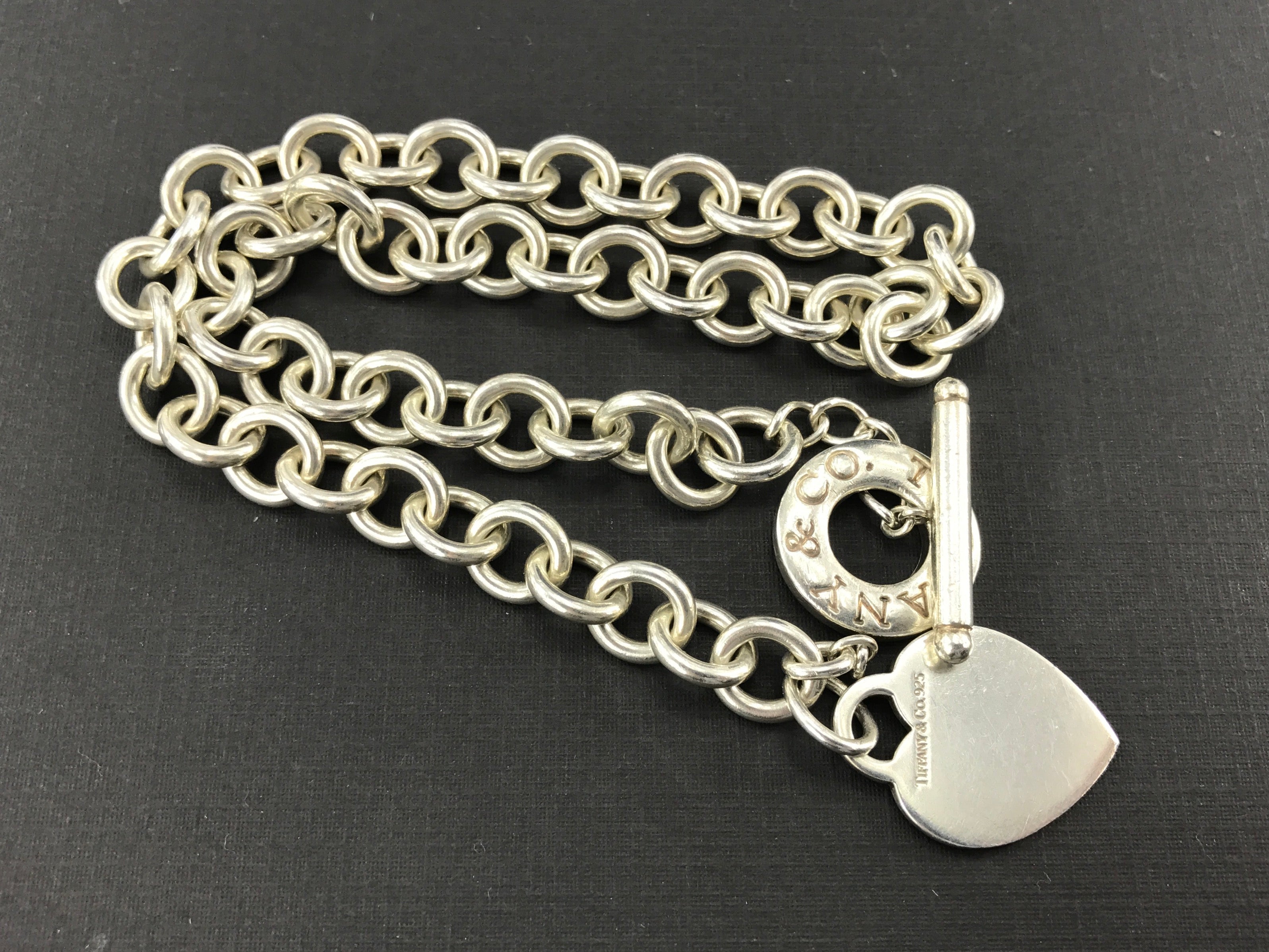 Tiffany & Co Sterling Silver Heart Tag Toggle Necklace 16.25" - Queen May
