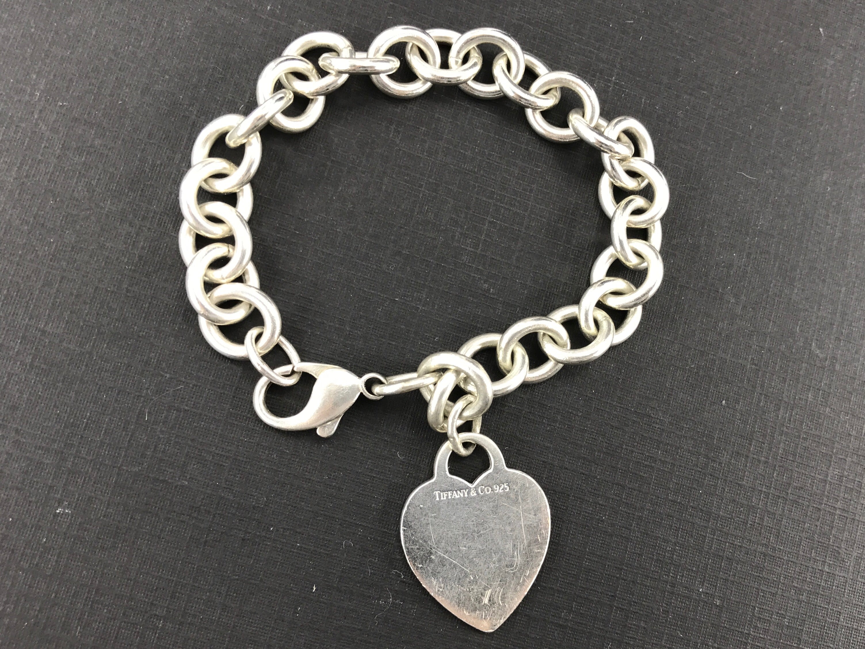 Tiffany & Co Sterling Silver Heart Tag Bracelet 7.75" - Queen May
