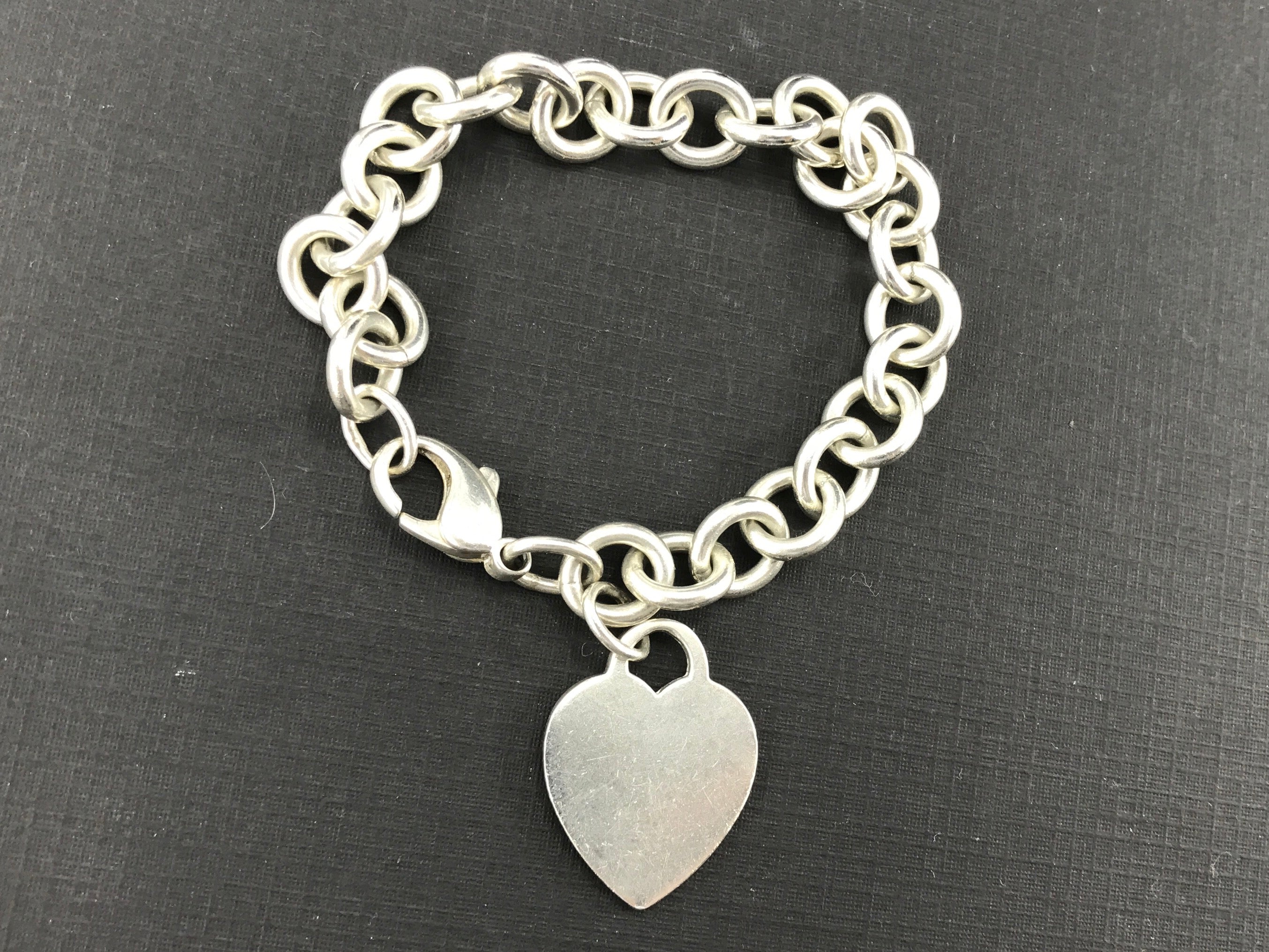 Tiffany & Co Sterling Silver Heart Tag Bracelet 7.75" - Queen May