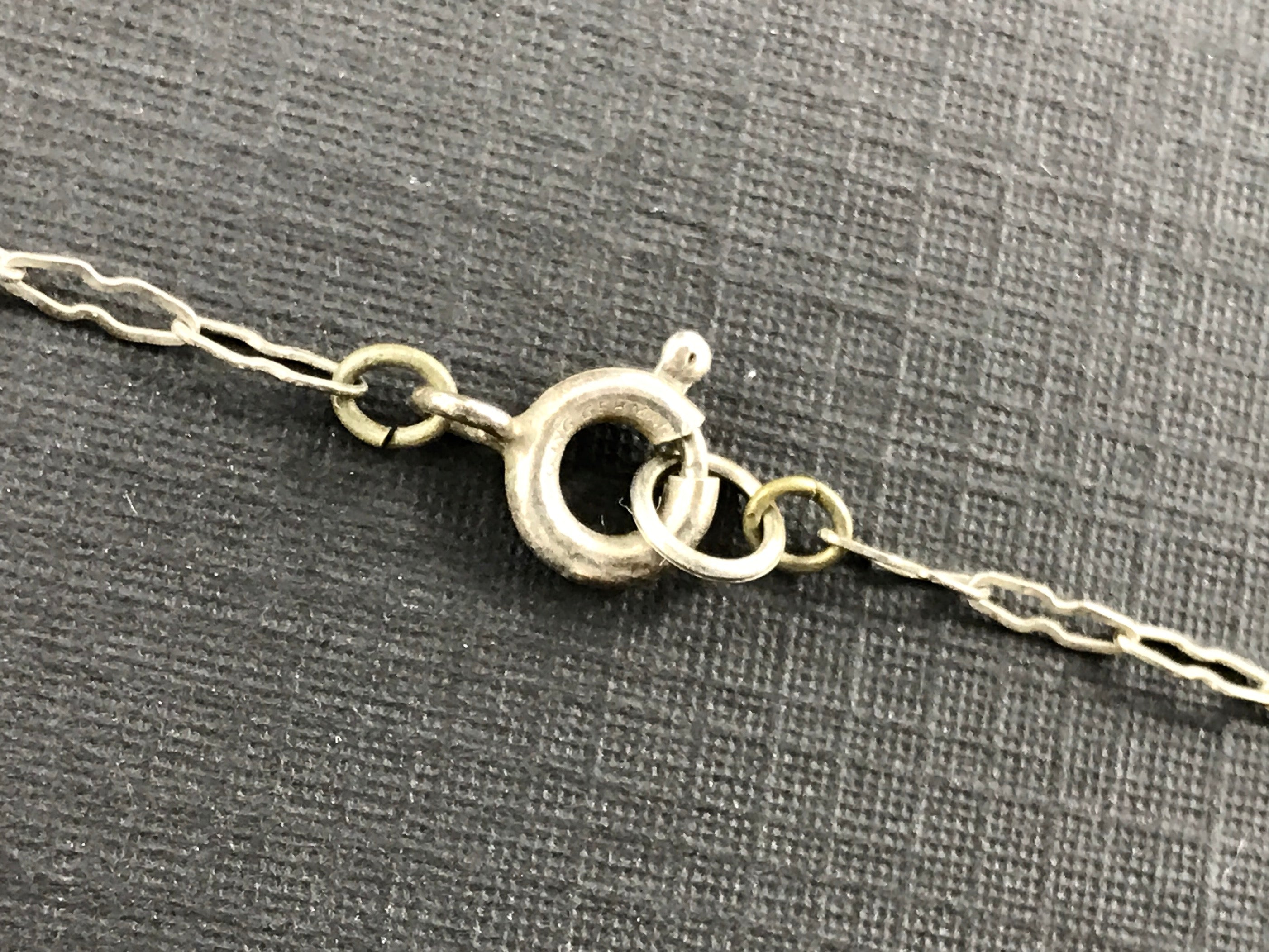 Art Deco Sterling Silver Filigree Orange Paste Lavalier Necklace c.1920's - Queen May