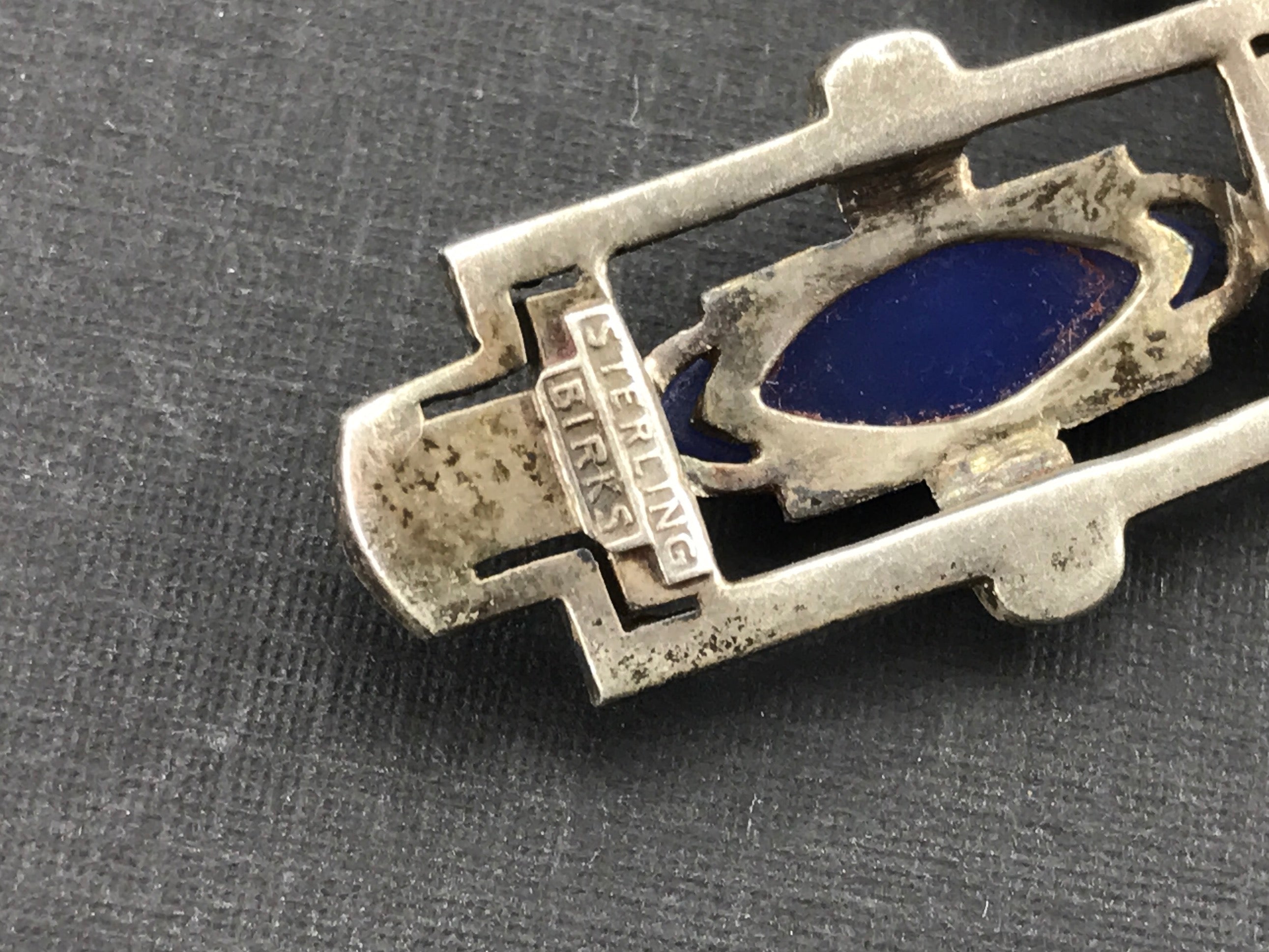 Art Deco Sterling Silver Marcasite Purple Chalcedony Birks Necklace c.1920's - Queen May