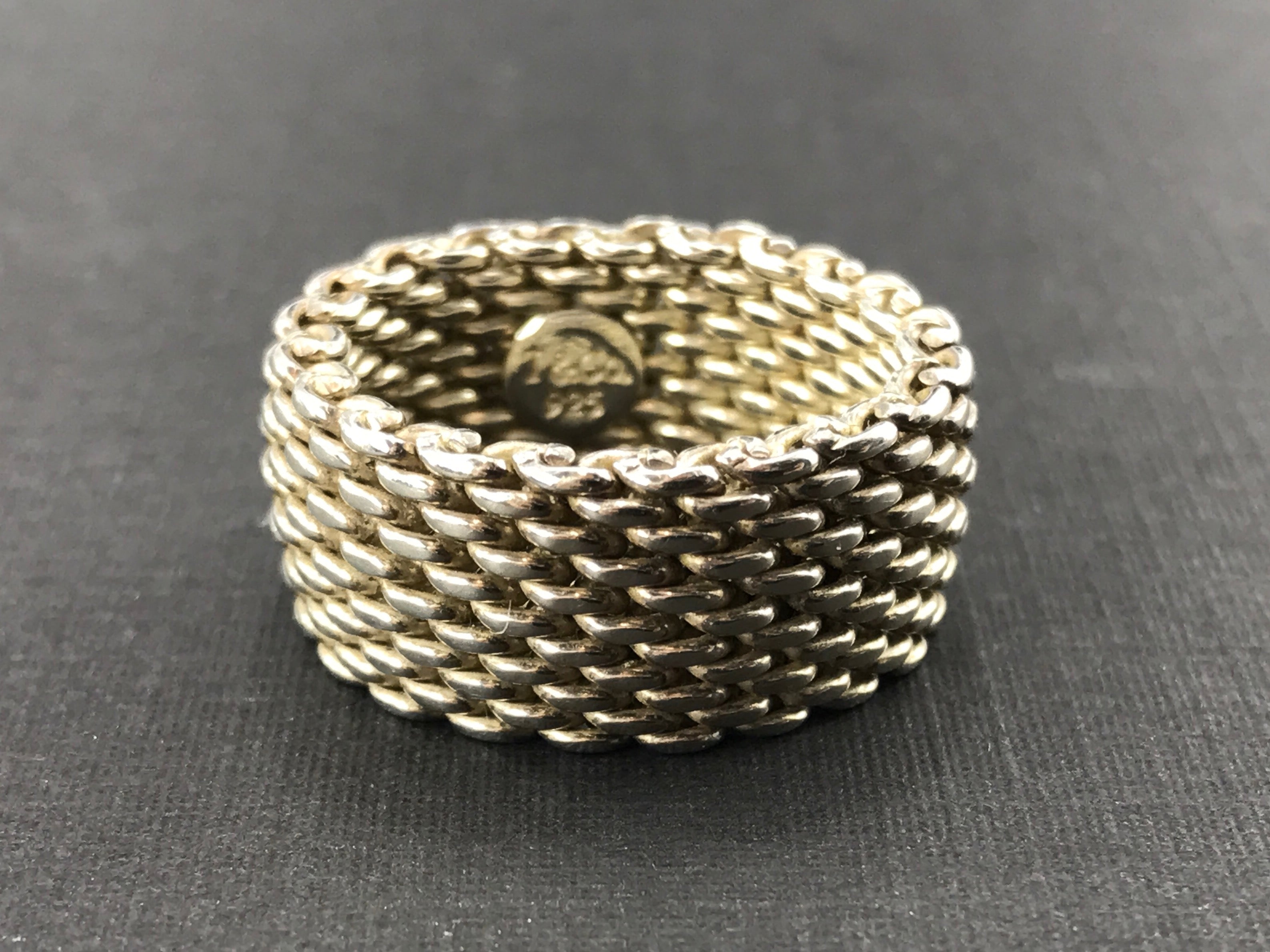 Tiffany & Co Somerset Sterling Silver Mesh Ring Band Size 6.75 - Queen May