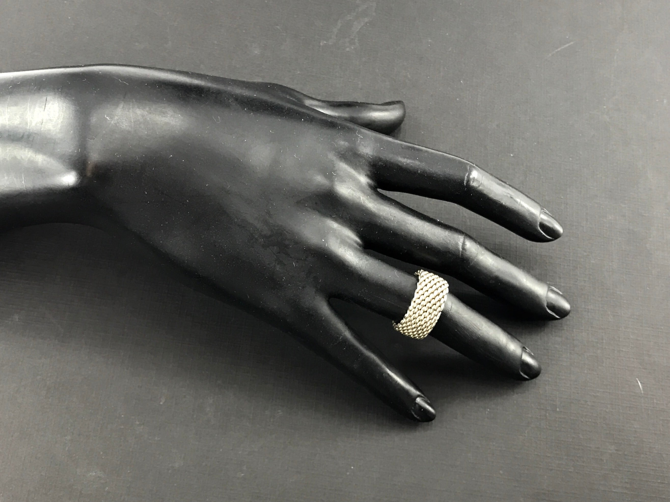 Tiffany & Co Somerset Sterling Silver Mesh Ring Band Size 6.75 - Queen May