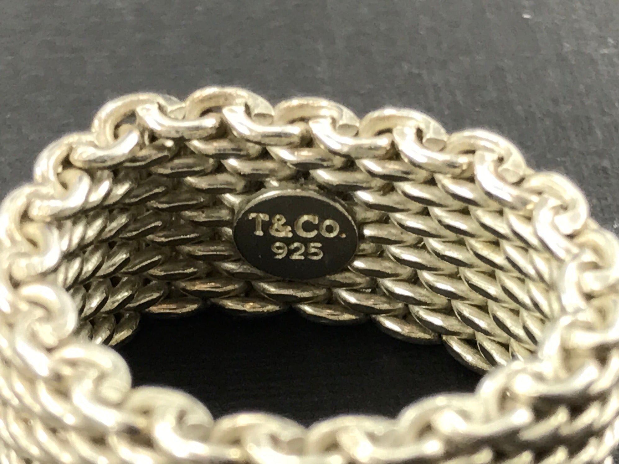 Tiffany & Co Somerset Sterling Silver Mesh Ring Band Size 6.25 - Queen May