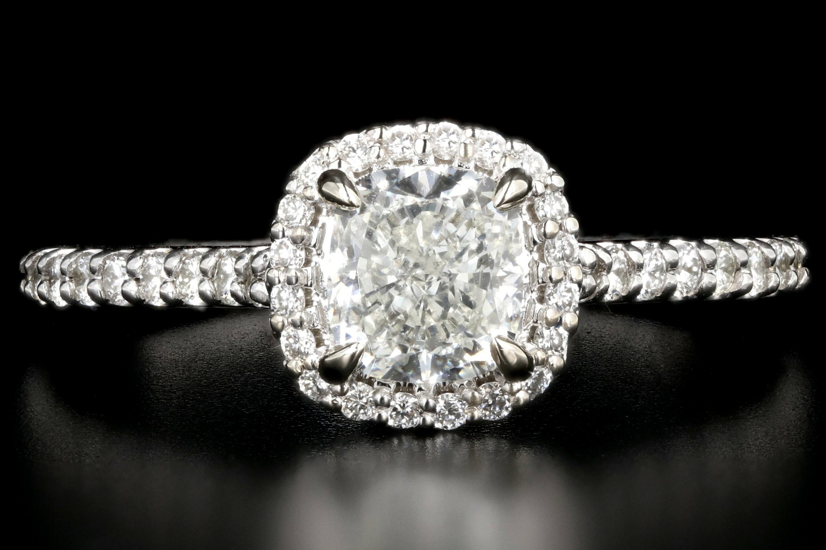 14K White Gold 1.01 Carat Cushion Cut Diamond Engagement Ring GIA Certified - Queen May