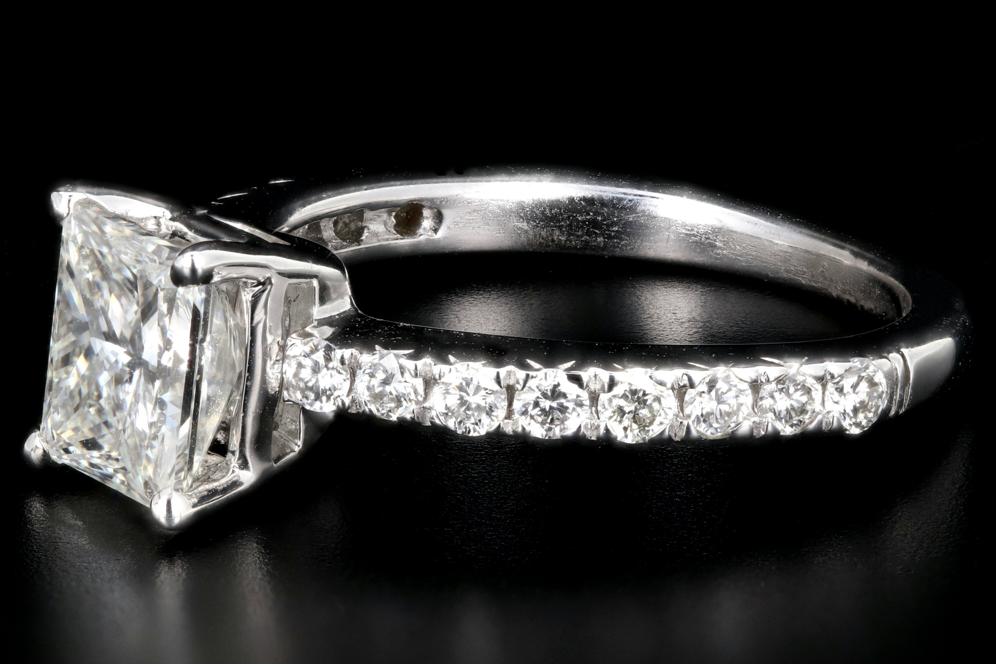 Modern 14K White Gold 1.11 Carat Princess Cut Diamond Engagement Ring - Queen May