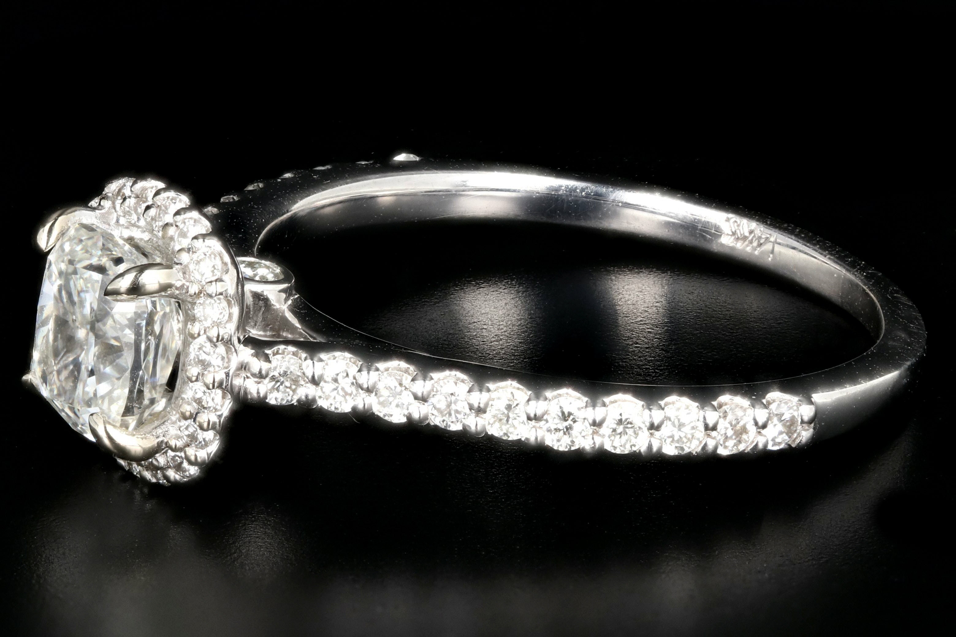 14K White Gold 1.01 Carat Cushion Cut Diamond Engagement Ring GIA Certified - Queen May