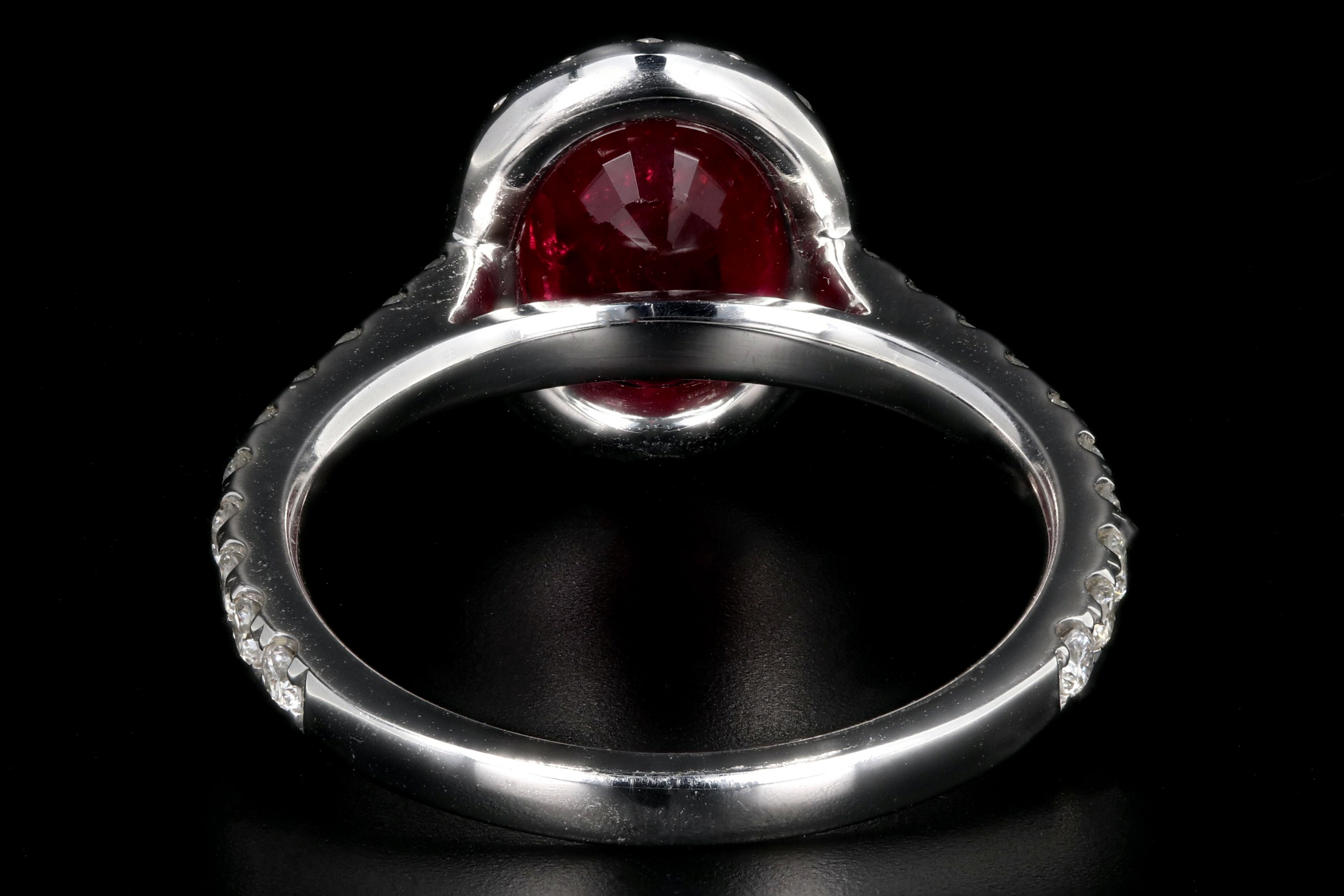 Modern 14K White Gold Oval Cut 2.07 Carat Natural Ruby Diamond Halo Ring PGS Certified - Queen May