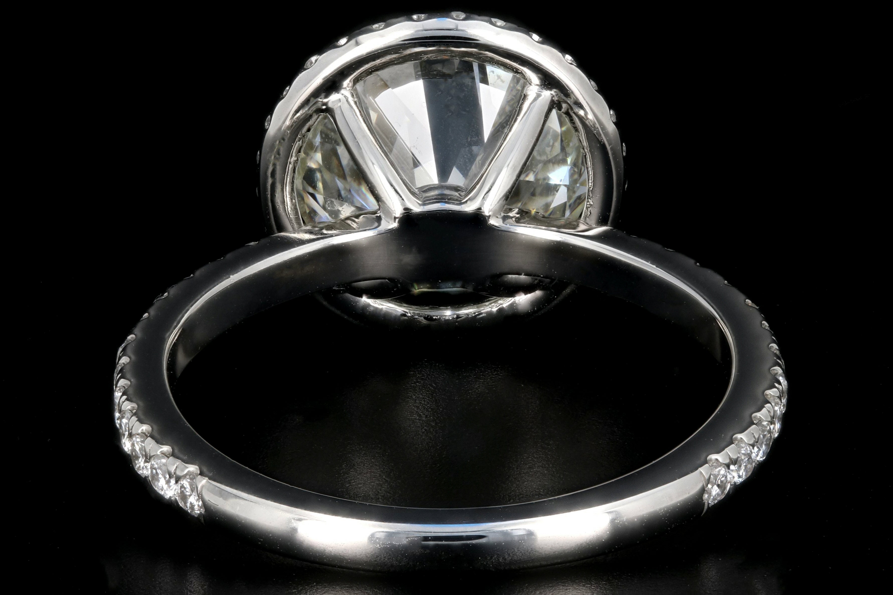 New Platinum 3.53 Carat Old European Cut Diamond Halo Engagement Ring GIA Certified - Queen May