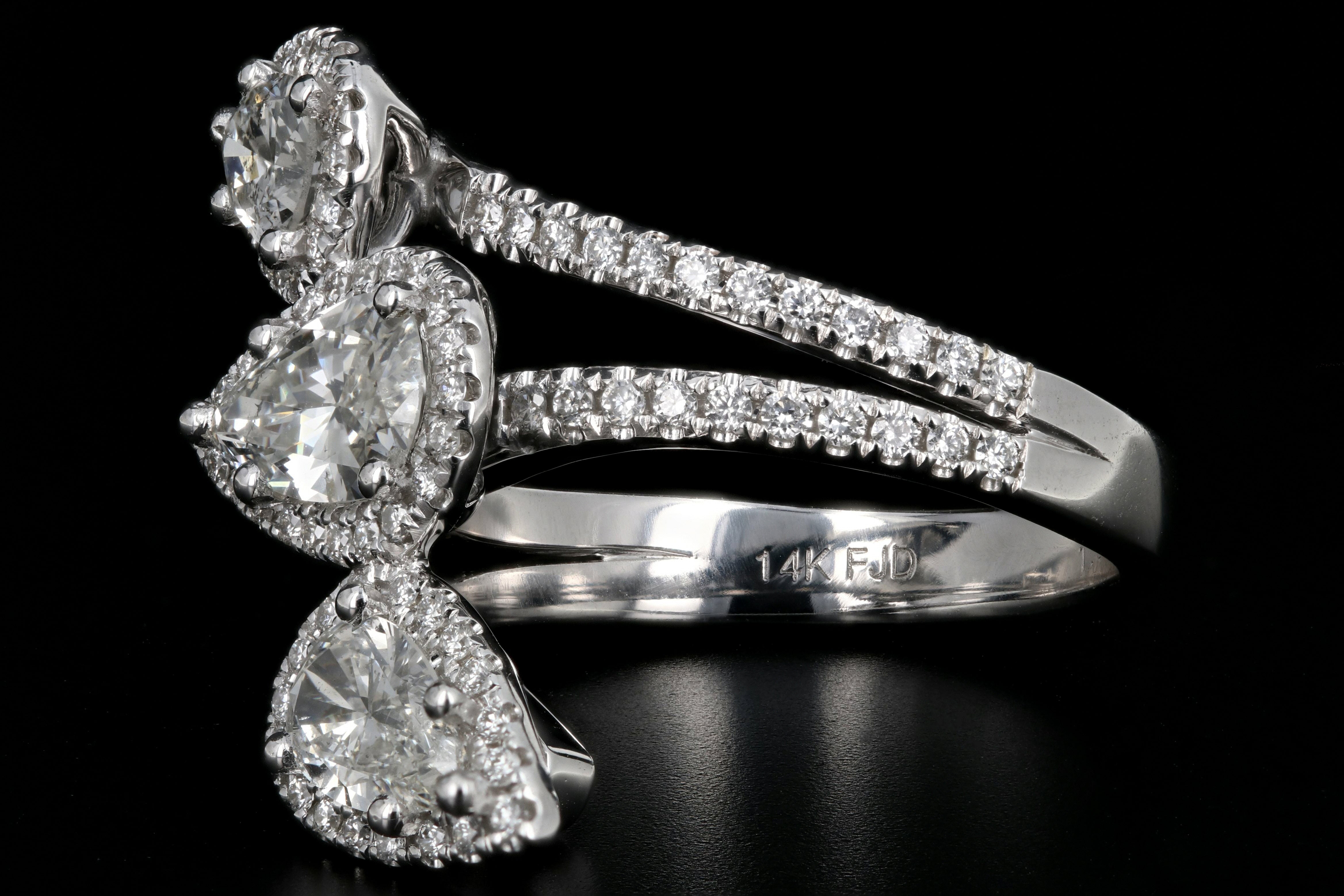 Modern 14K White Gold Triple Bypass Diamond Ring 2.13CTW - Queen May