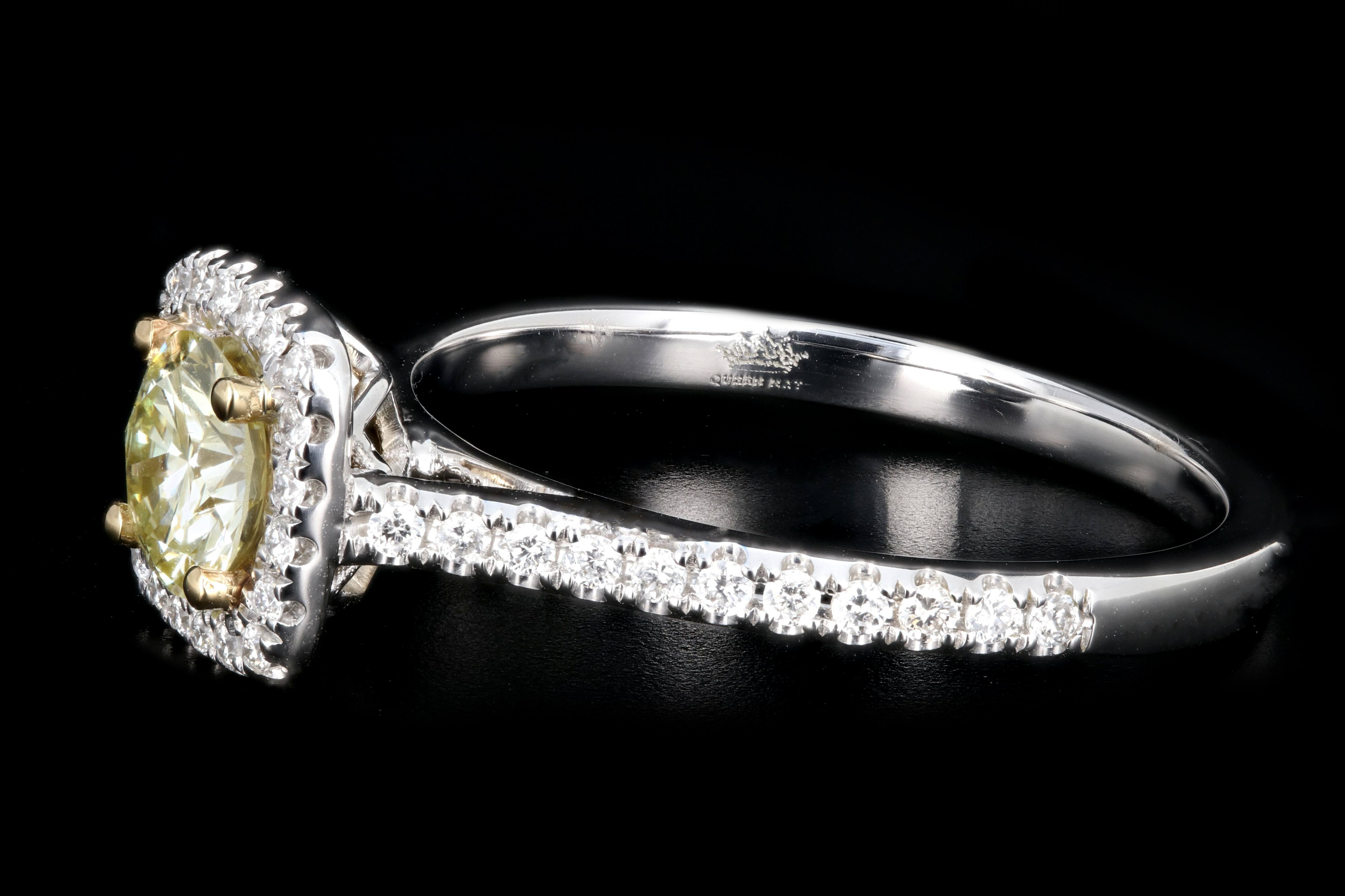 New 14K Gold Light Yellow .55 Carat Diamond Halo Ring - Queen May
