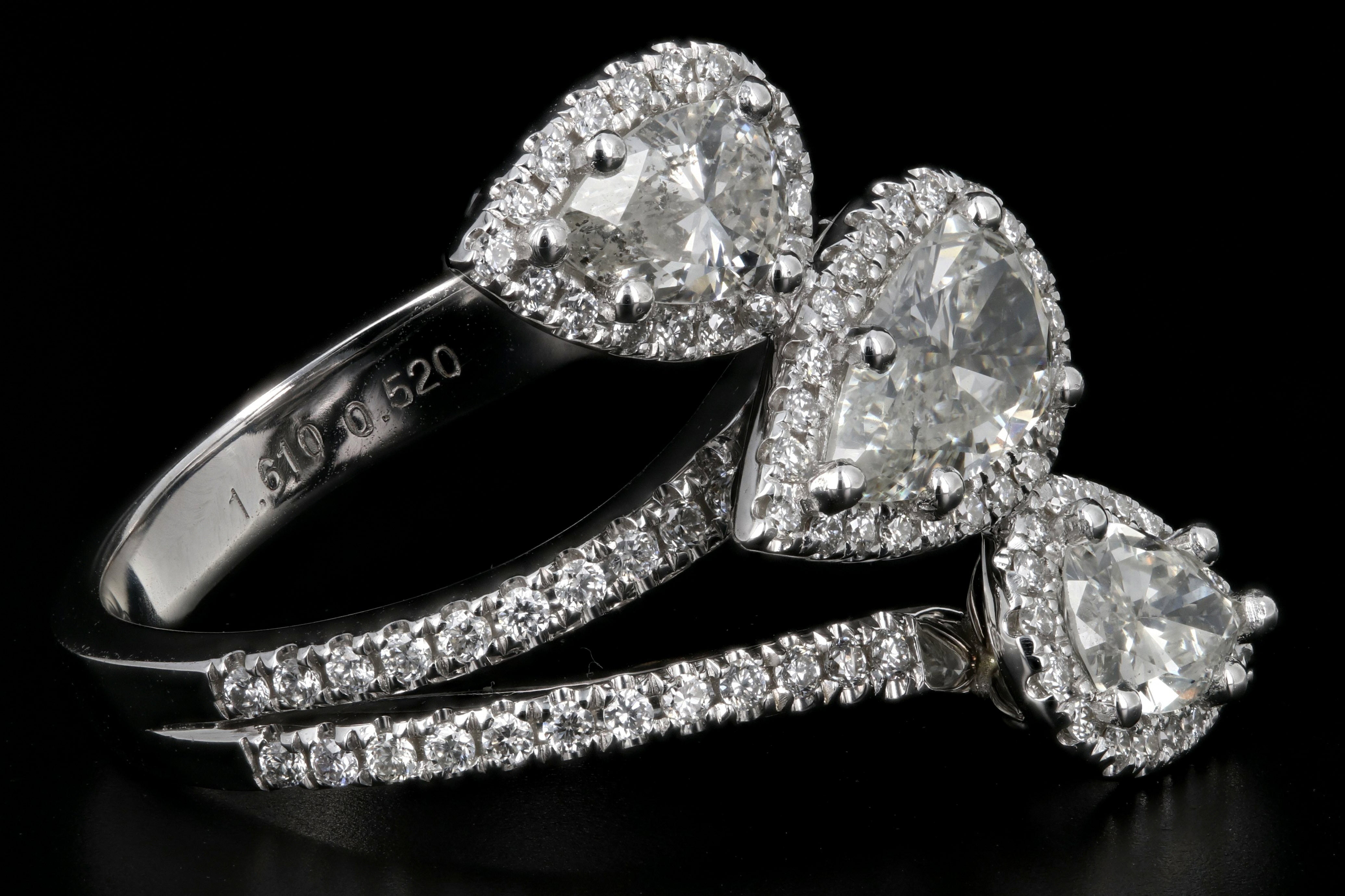 Modern 14K White Gold Triple Bypass Diamond Ring 2.13CTW - Queen May