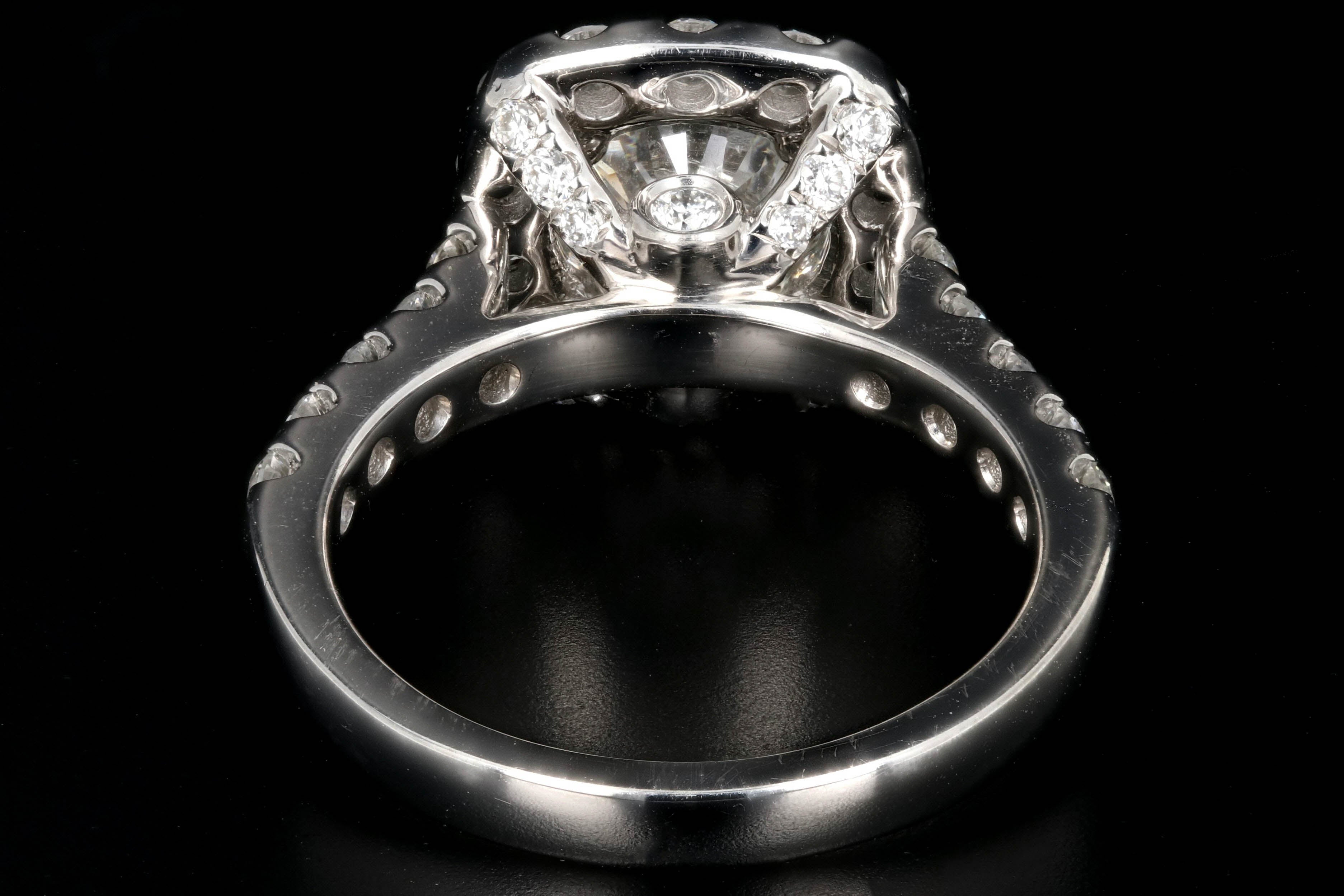 New 14K White Gold 1.51 Carat Round Brilliant Cut Diamond Halo Engagement Ring GIA Certified - Queen May