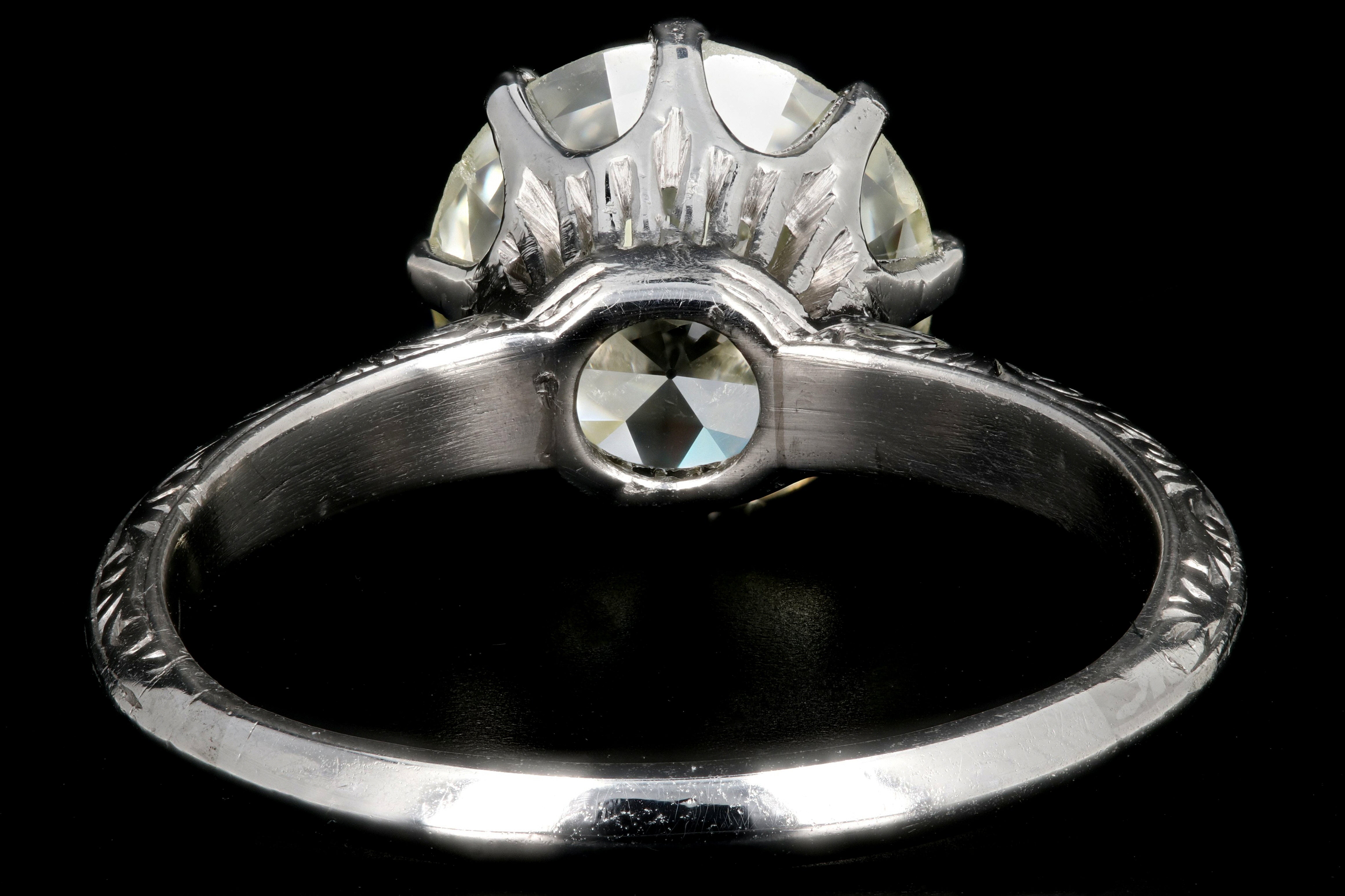Edwardian Platinum 2.84 Carat Old European Cut Diamond Engagement Ring - Queen May