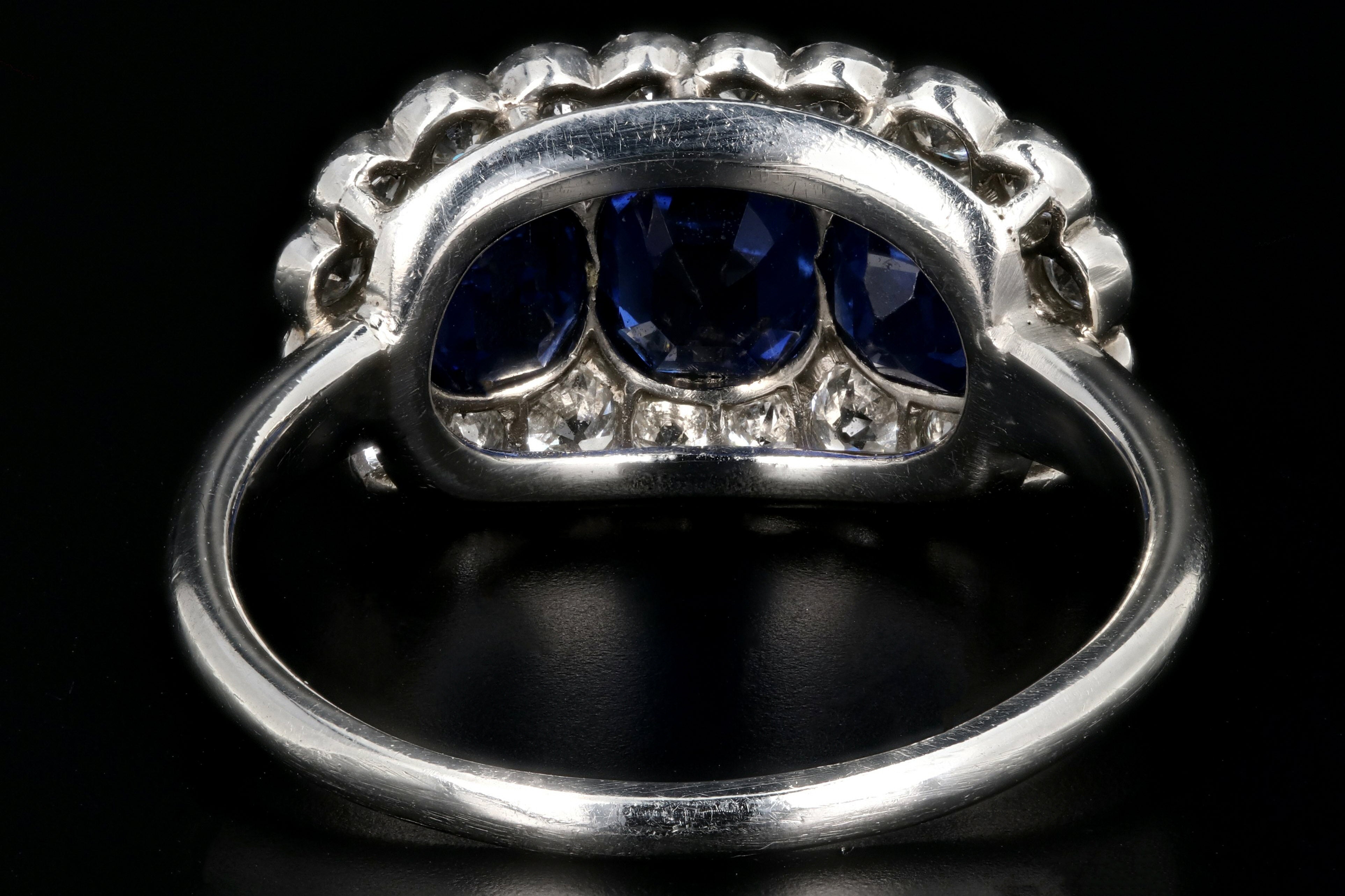 Art Deco Platinum 2.51 Carats Natural No Heat Sapphires and Diamond Ring - Queen May