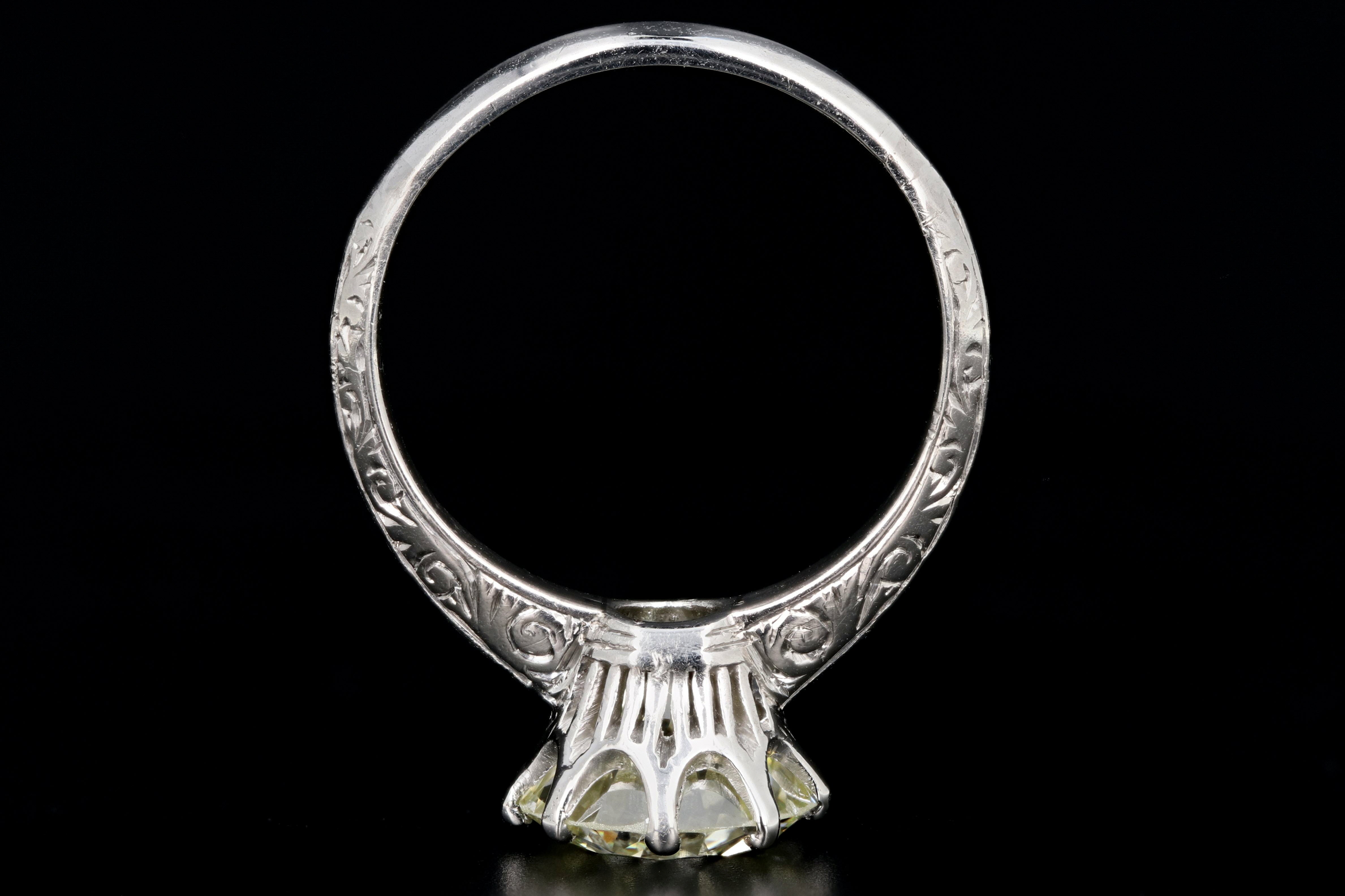 Edwardian Platinum 2.84 Carat Old European Cut Diamond Engagement Ring - Queen May