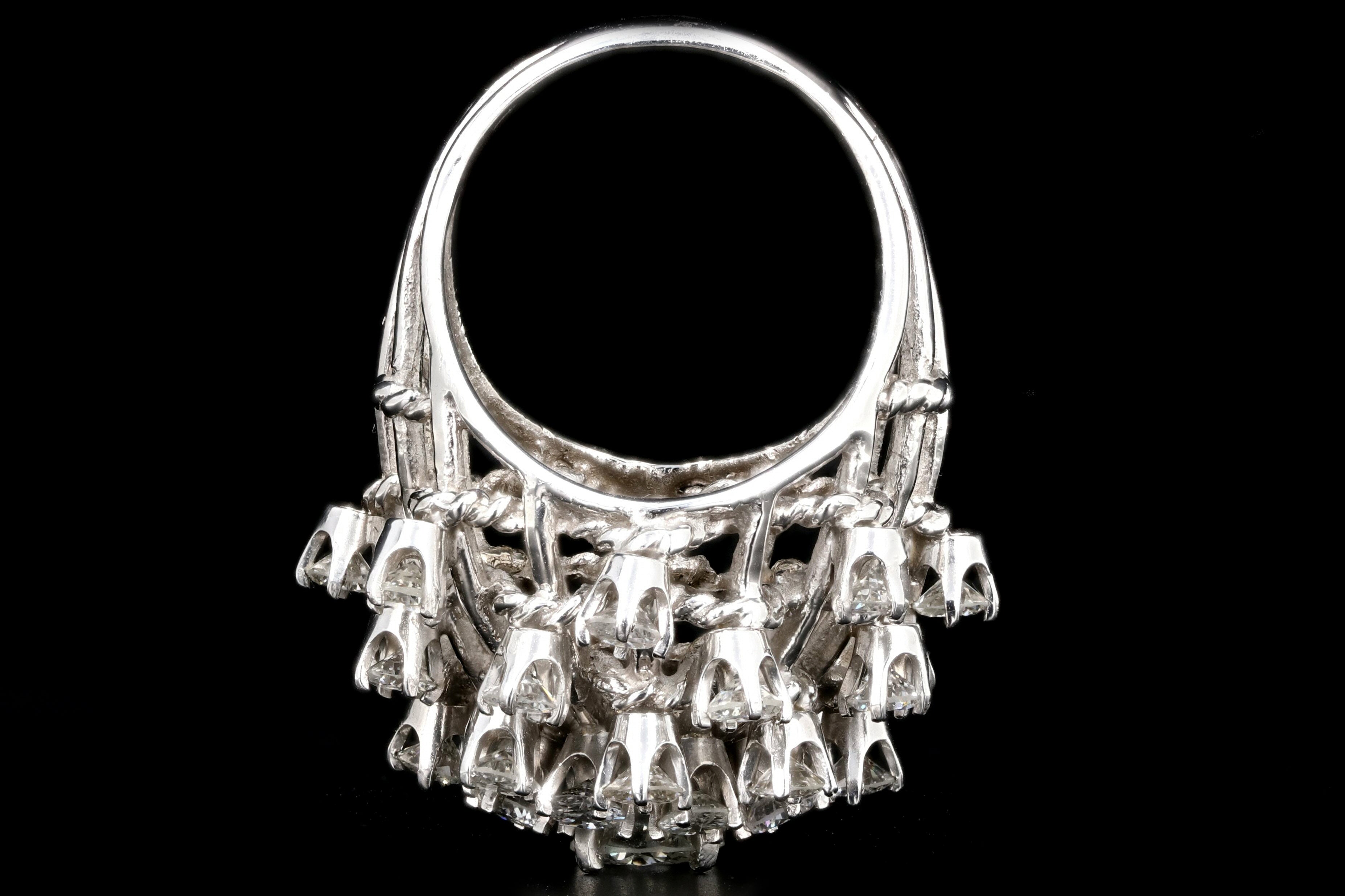 Retro 14K White Gold 5 CTW Diamond Starburst Dome Ring - Queen May