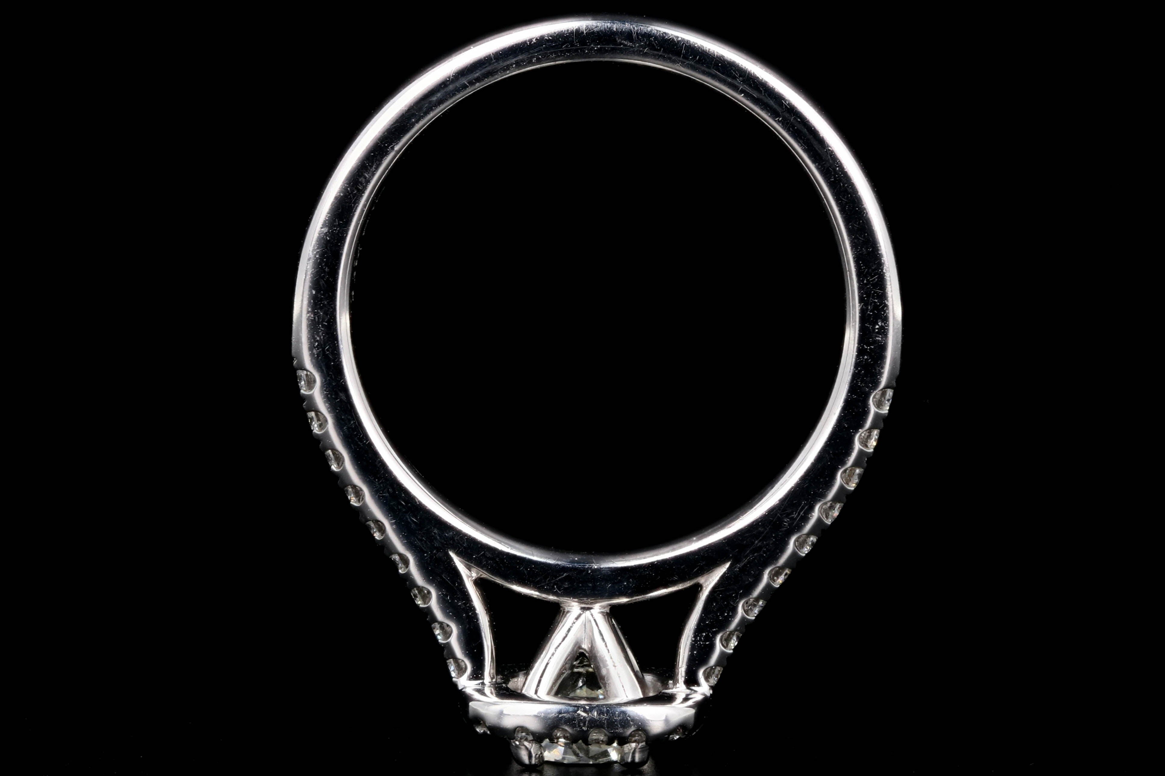 14K White Gold .60 Carat Diamond Halo Engagement Ring - Queen May