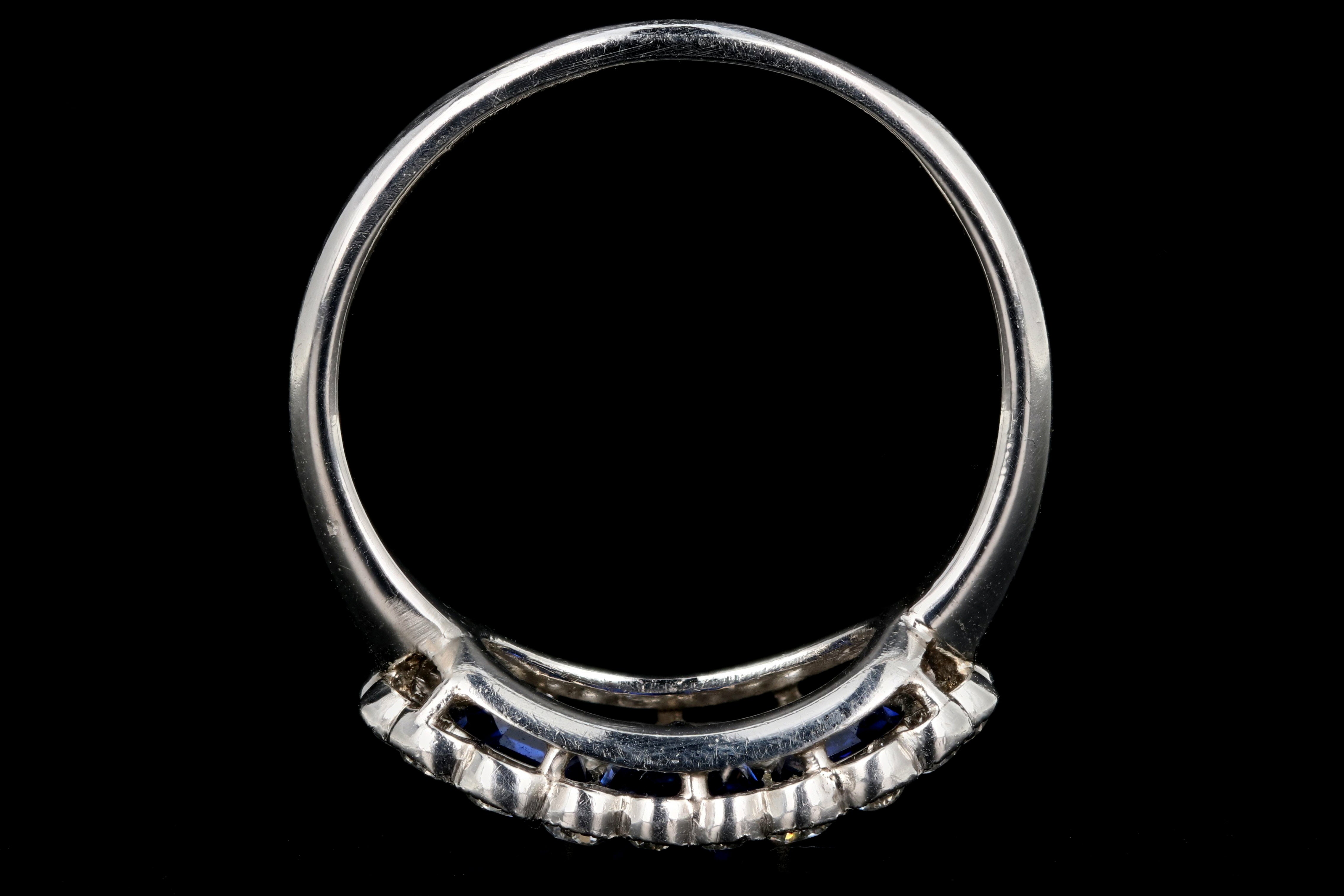 Art Deco Platinum 2.51 Carats Natural No Heat Sapphires and Diamond Ring - Queen May