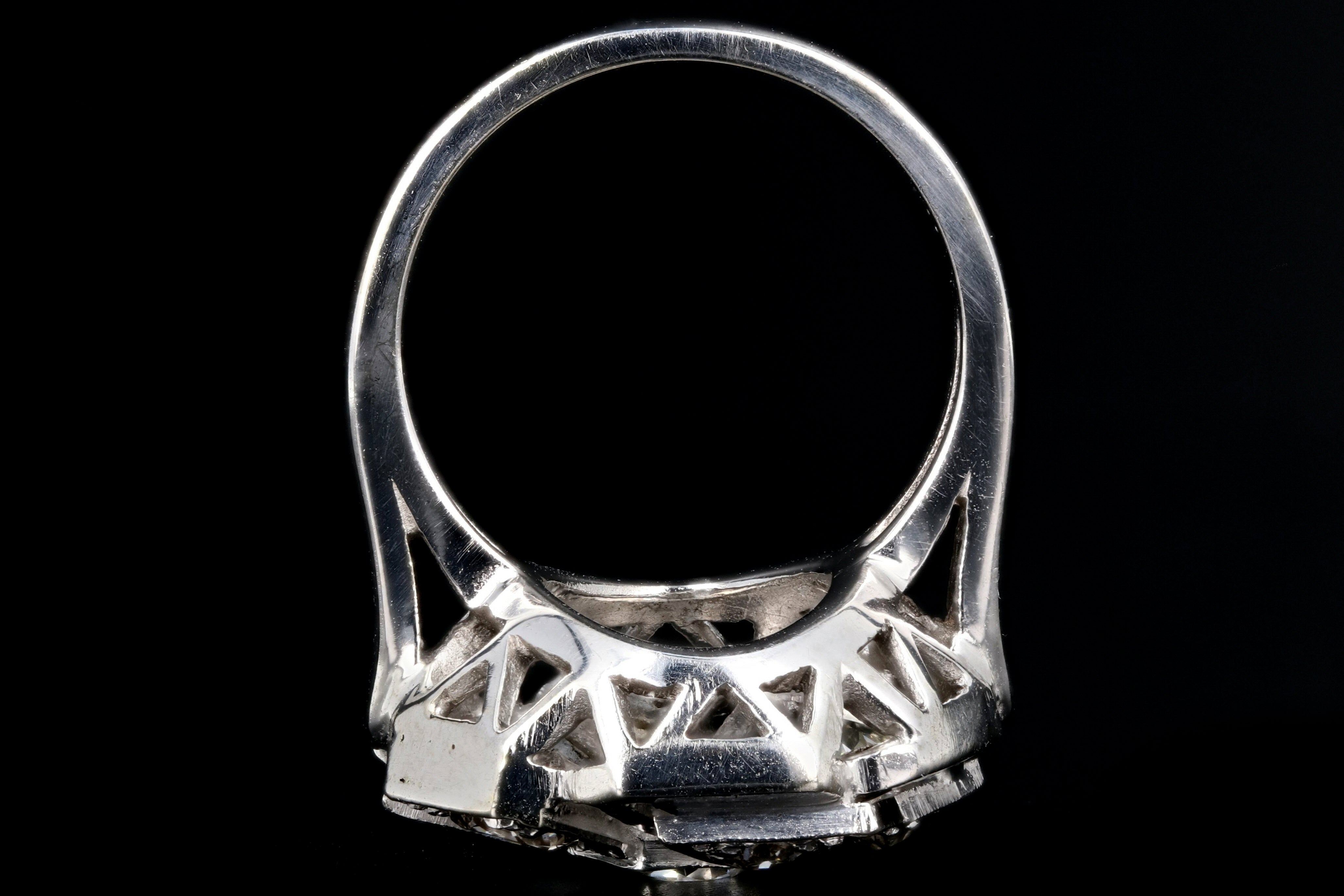 Art Deco 14K White Gold .97 Carat Diamond Cluster Ring - Queen May
