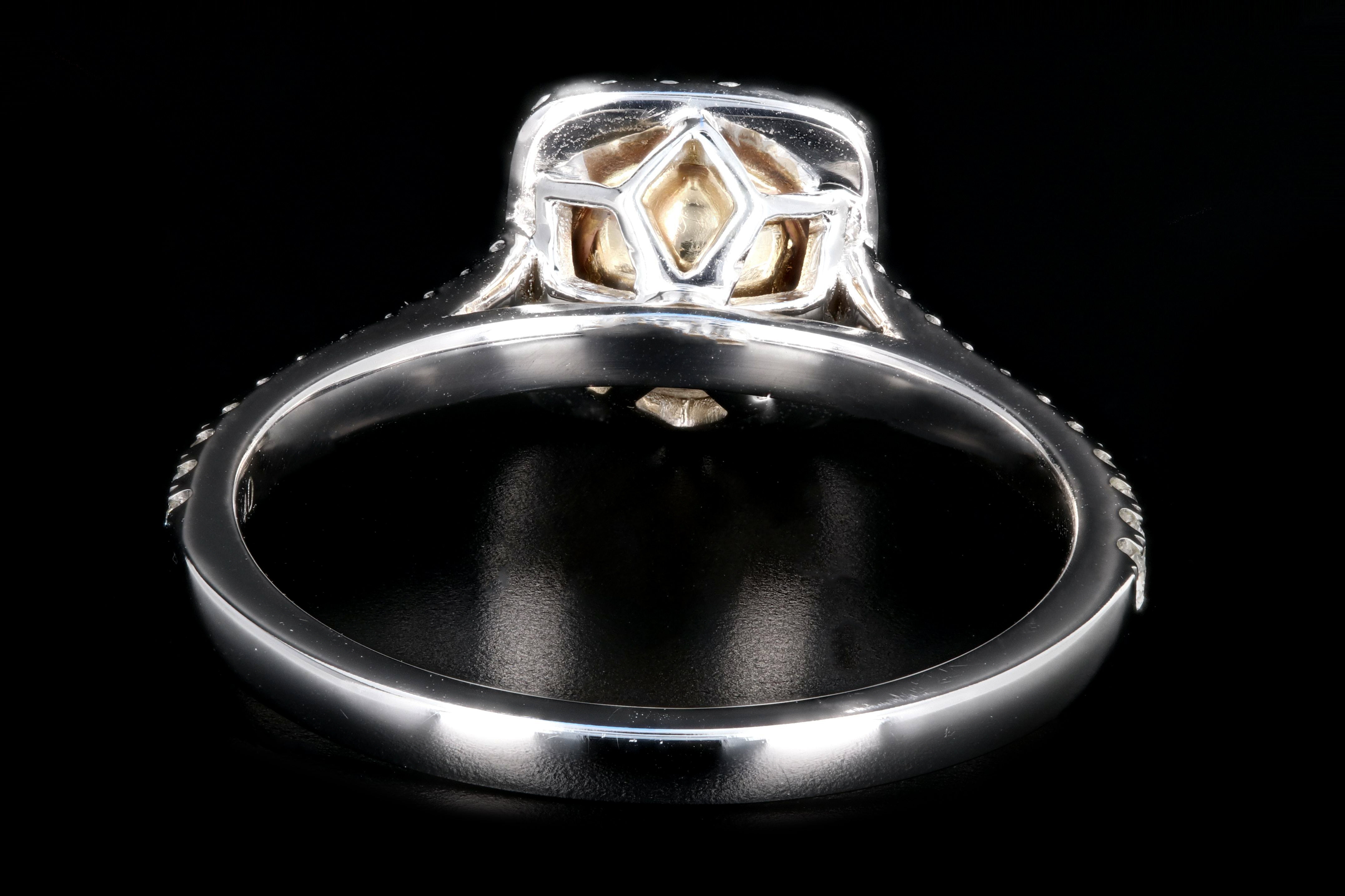 New 14K Gold Light Yellow .55 Carat Diamond Halo Ring - Queen May