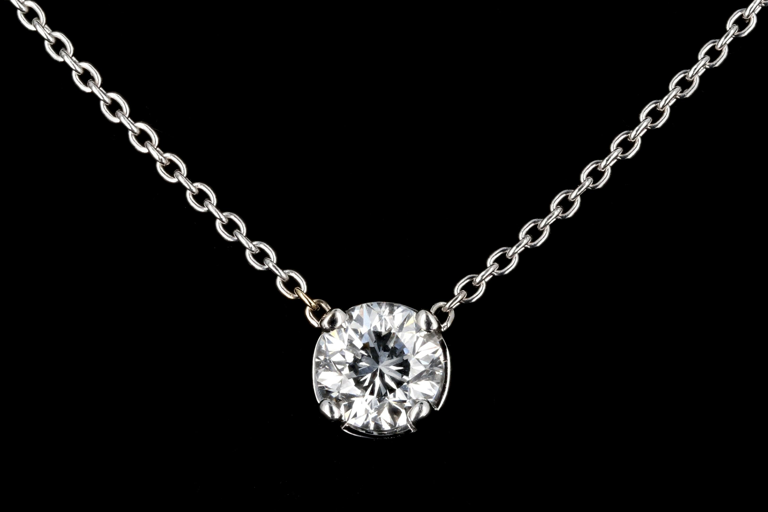 New 14K White Gold .76 Carat Diamond Necklace GIA Certified - Queen May