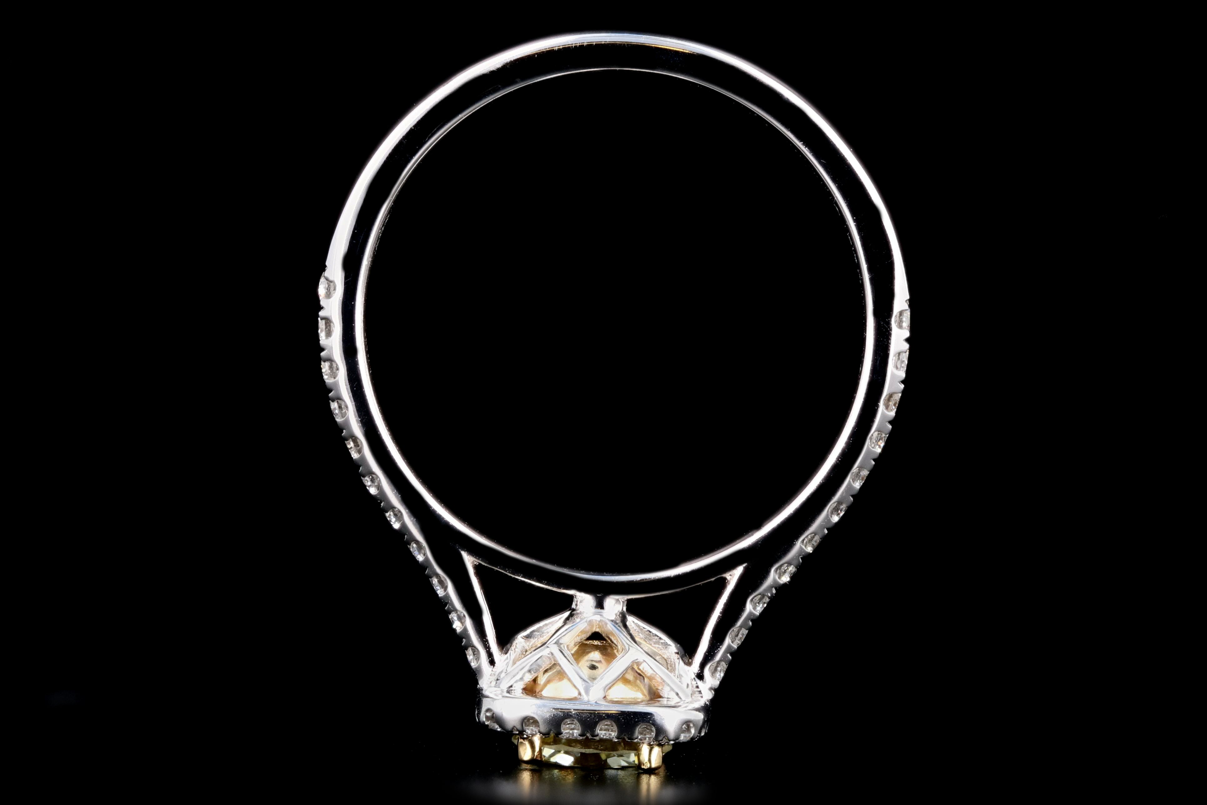 New 14K Gold Light Yellow .55 Carat Diamond Halo Ring - Queen May