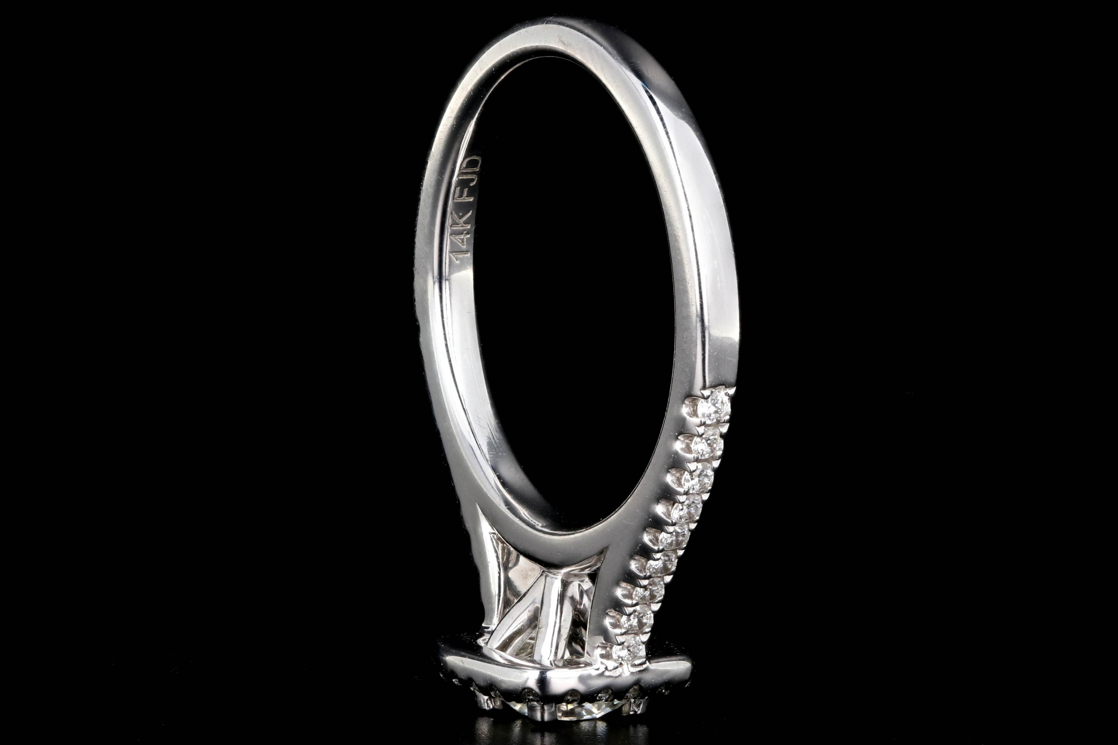 14K White Gold .60 Carat Diamond Halo Engagement Ring - Queen May