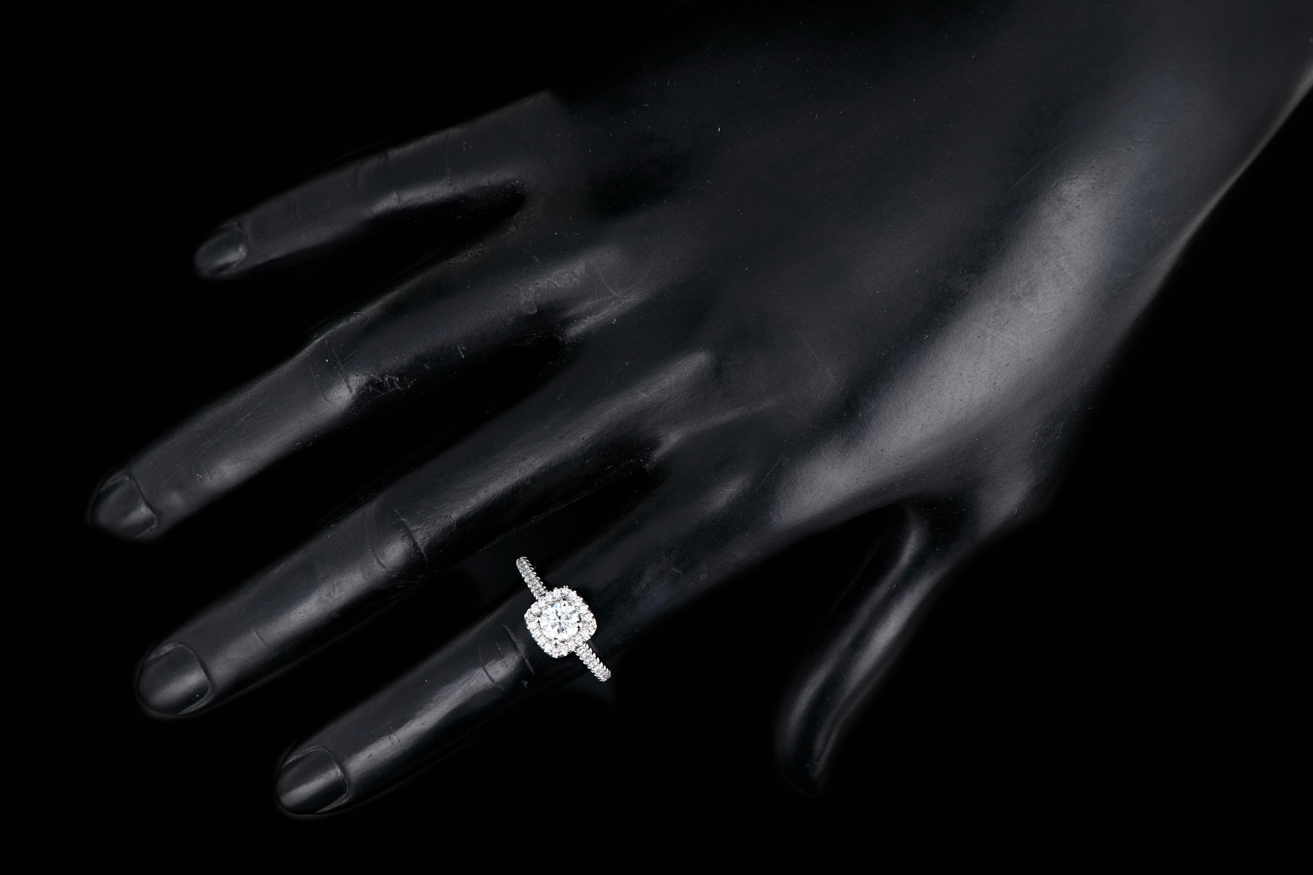 14K White Gold .60 Carat Diamond Halo Engagement Ring - Queen May