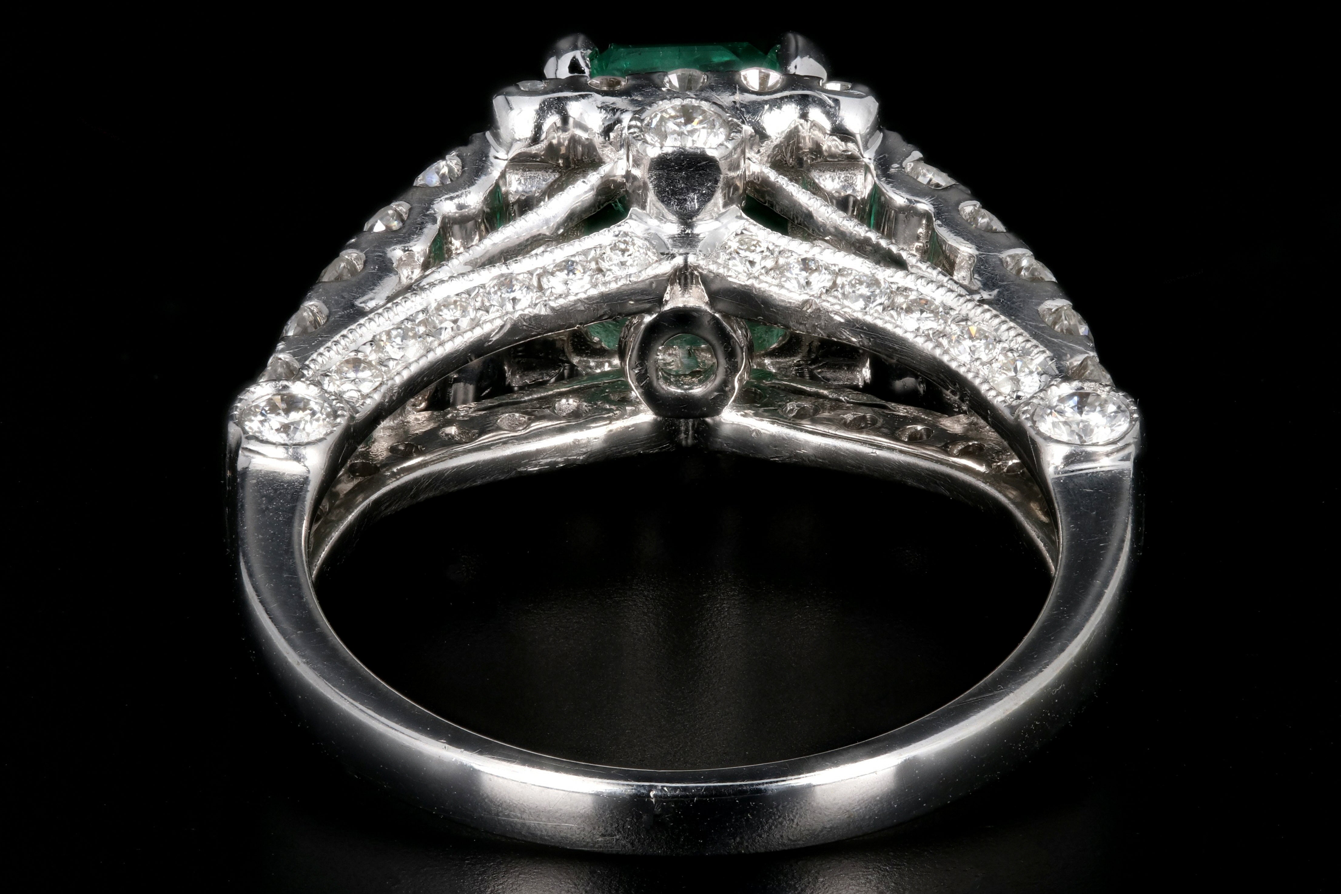 Modern 14K White Gold 1.81CT Colombian Emerald and Diamond Ring GIA Certified - Queen May