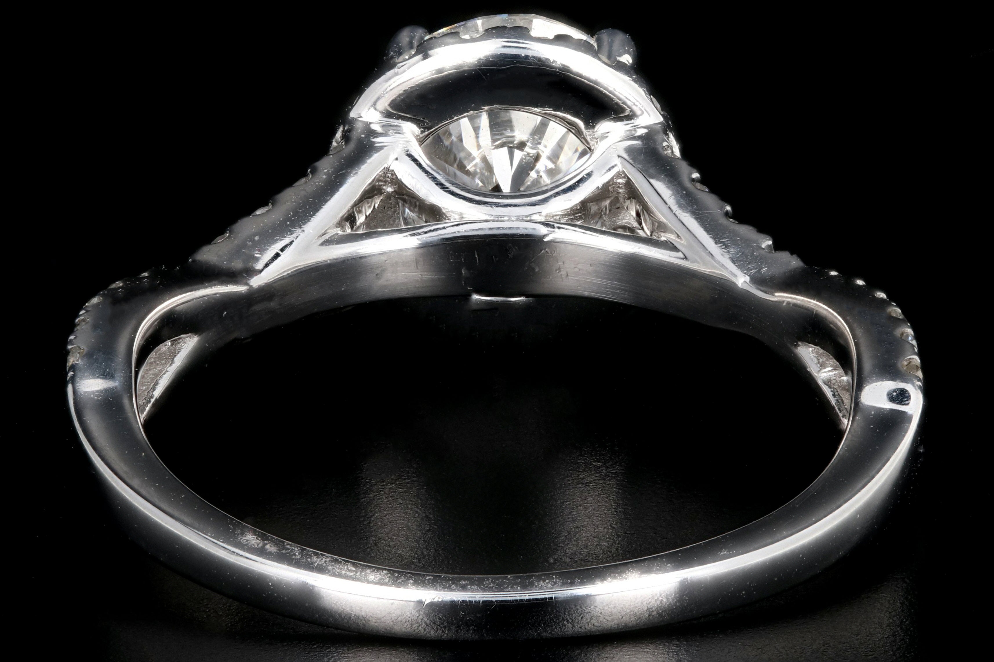 Modern 1.17 Carat Round Brilliant Cut in Halo Set Diamond Engagement Ring 1.29 CTW GIA Certified - Queen May
