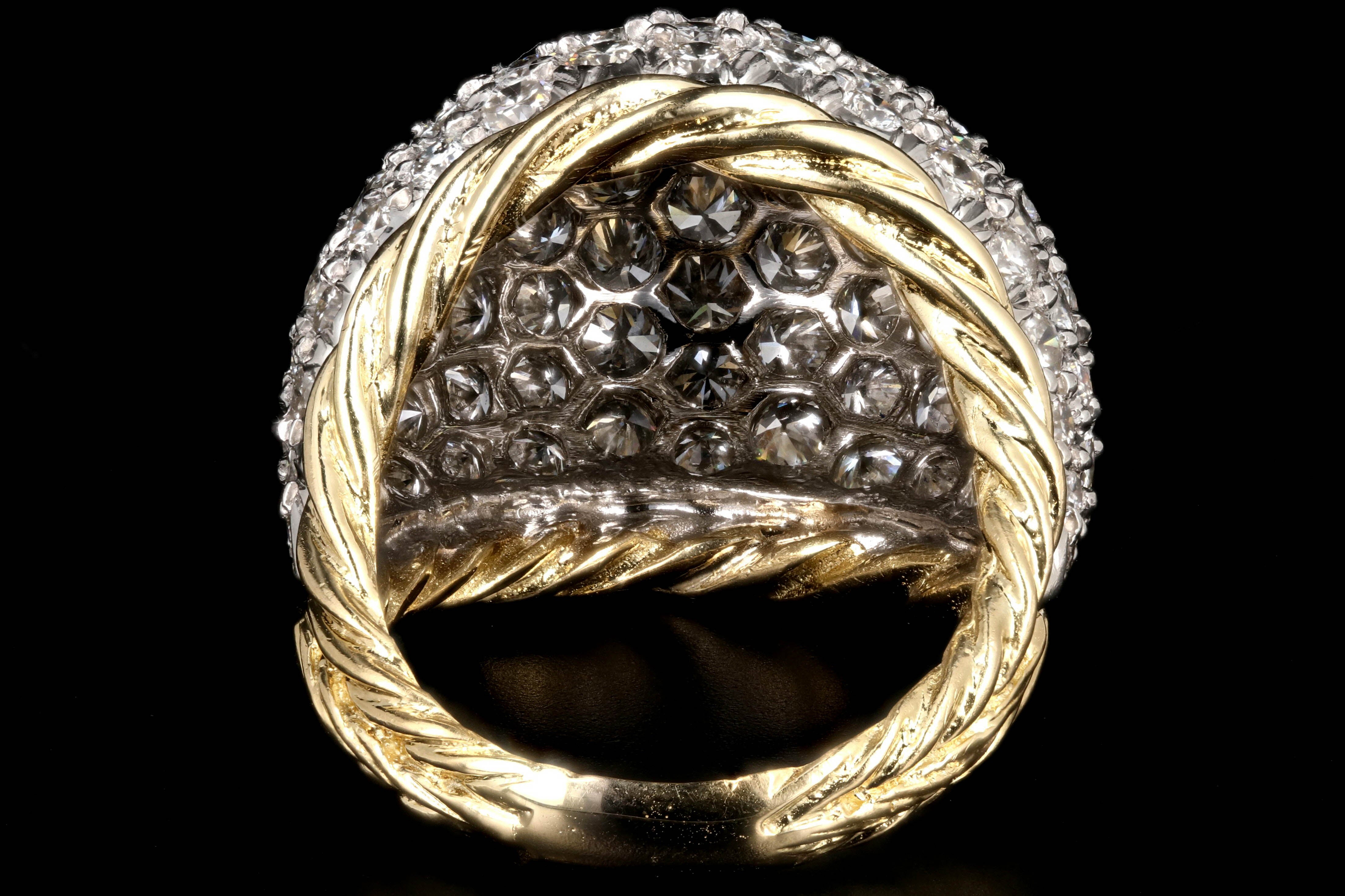 Modern 18K and Platinum 4 Carat Pave Diamond Statement Ring - Queen May